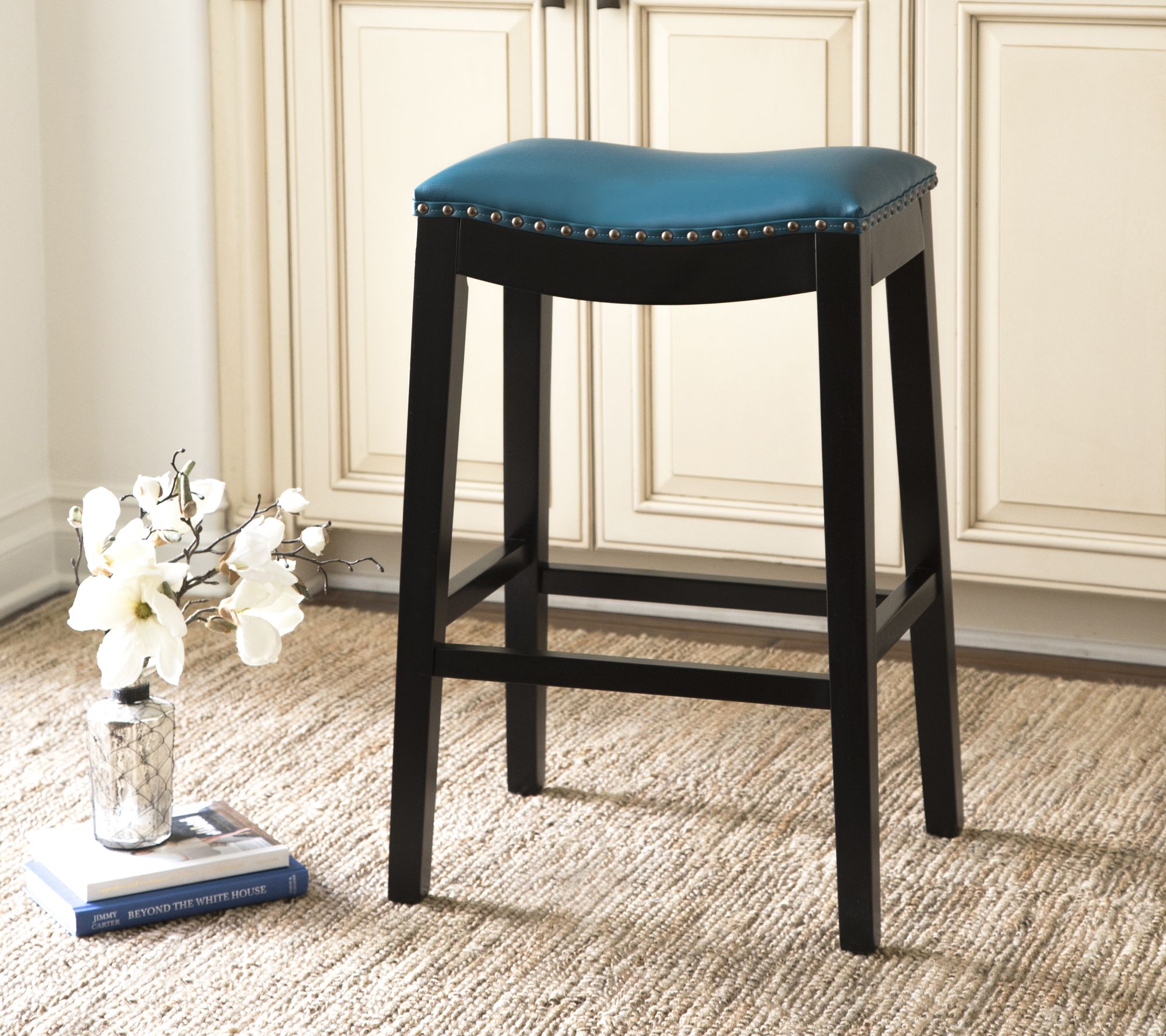 Anna Bonded Leather Saddle Counter Stool