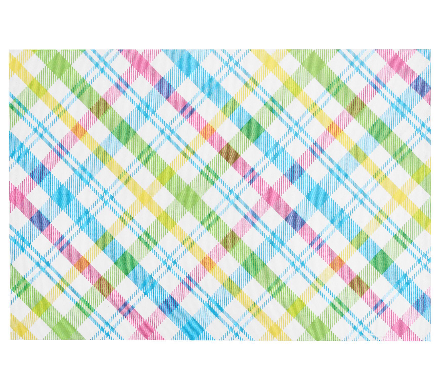 13" x 19" Spring Blossom Plaid Placemat Set of6 by Valerie