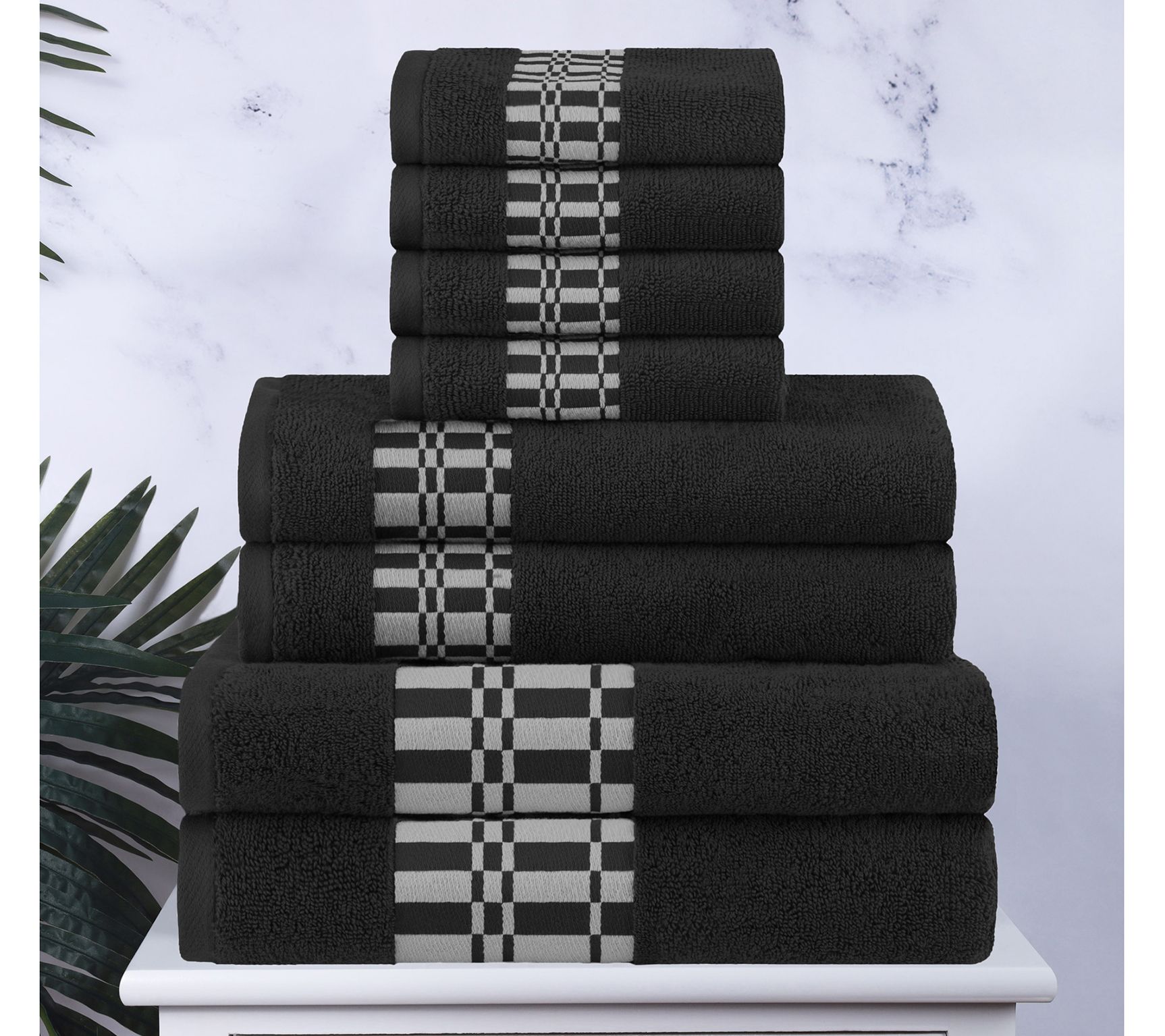 Superior Cotton 8-Piece Embroidered Absorbent Bath Towel Set