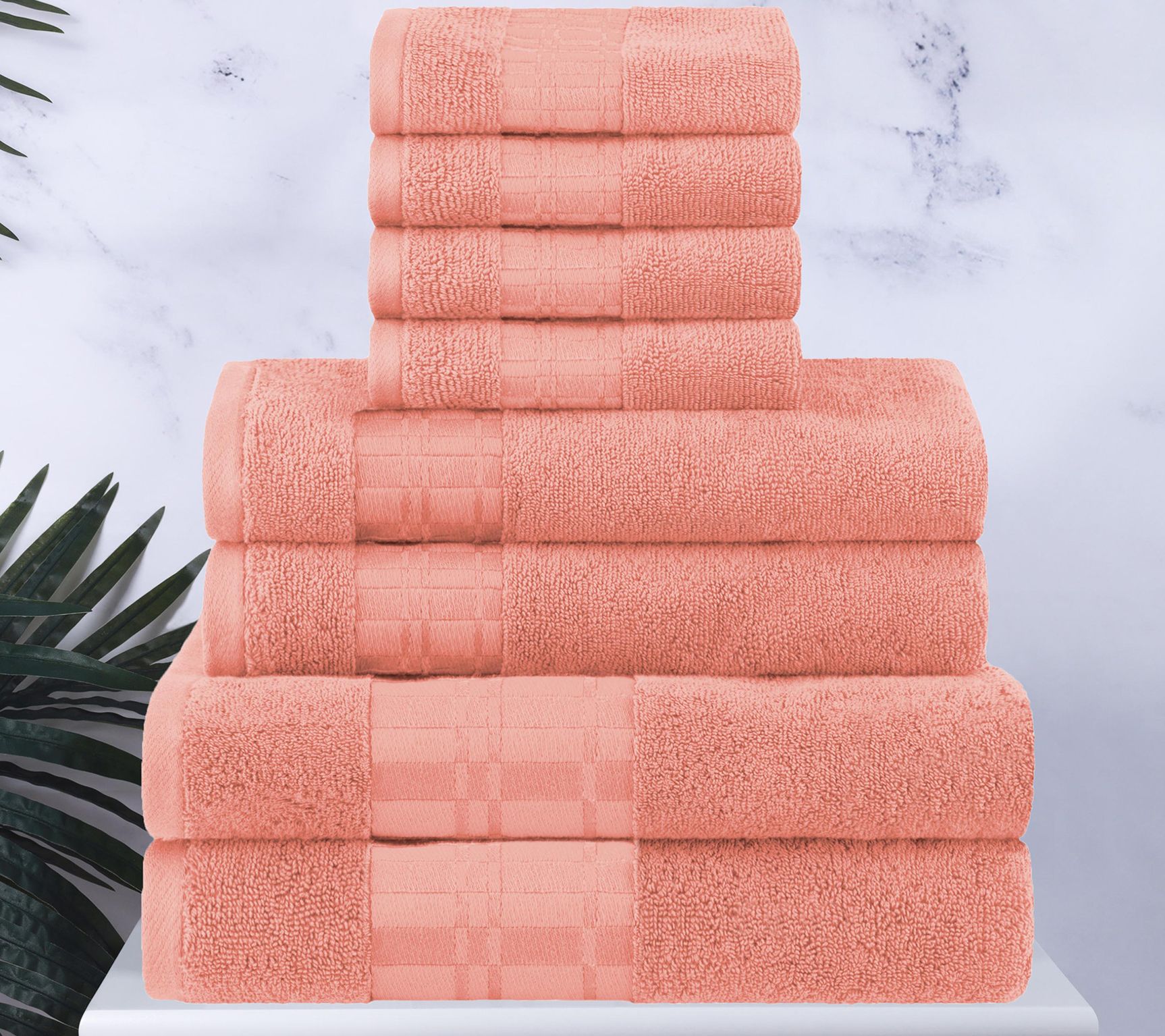 Superior Cotton 8-Piece Embroidered Absorbent Bath Towel Set