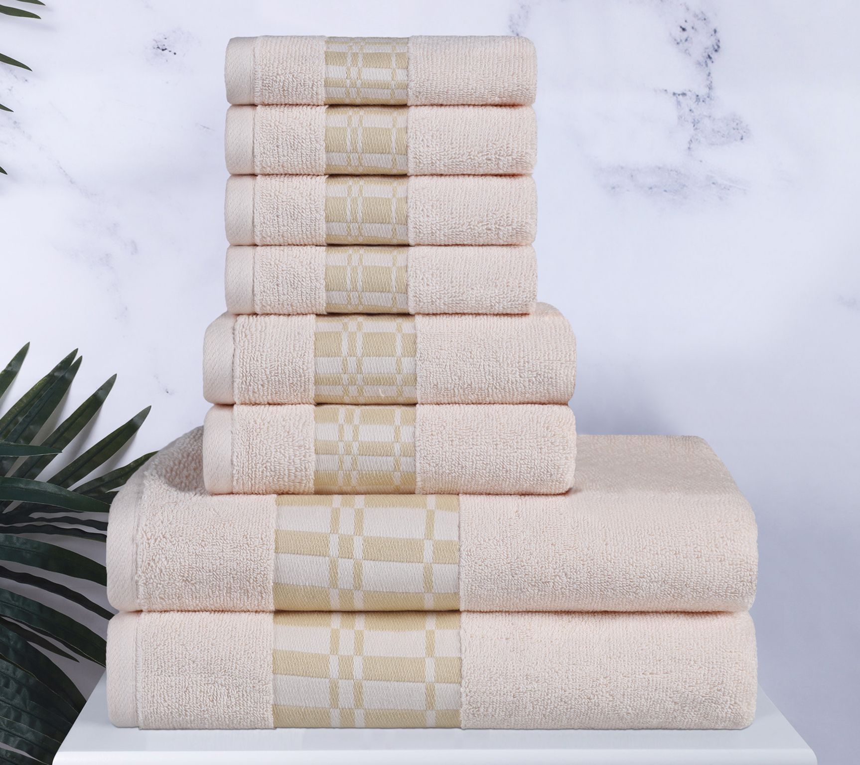 Superior Cotton 8-Piece Embroidered Absorbent Bath Towel Set
