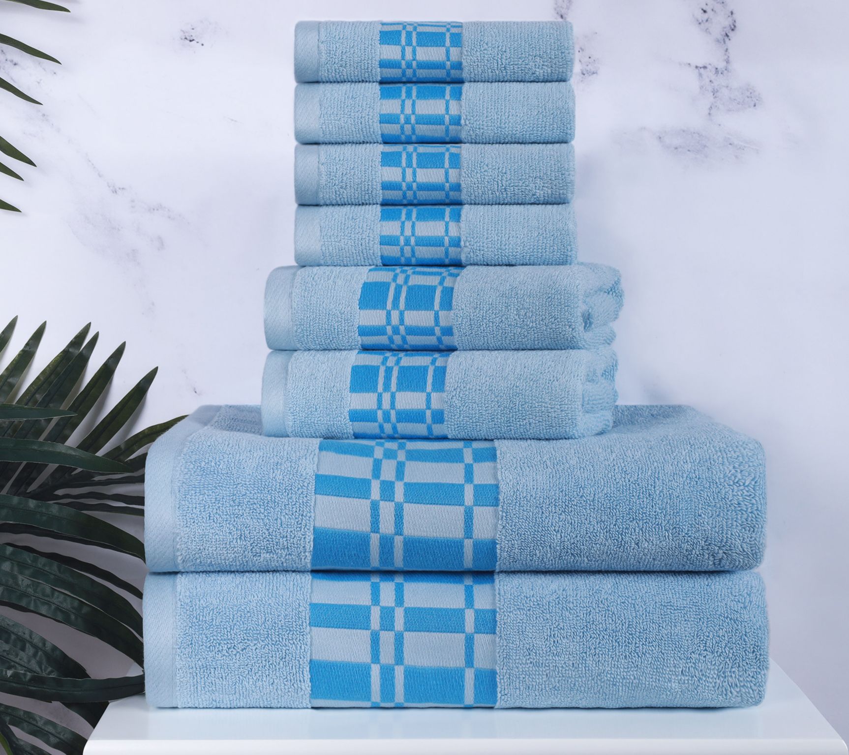 Superior Cotton 8-Piece Embroidered Absorbent Bath Towel Set