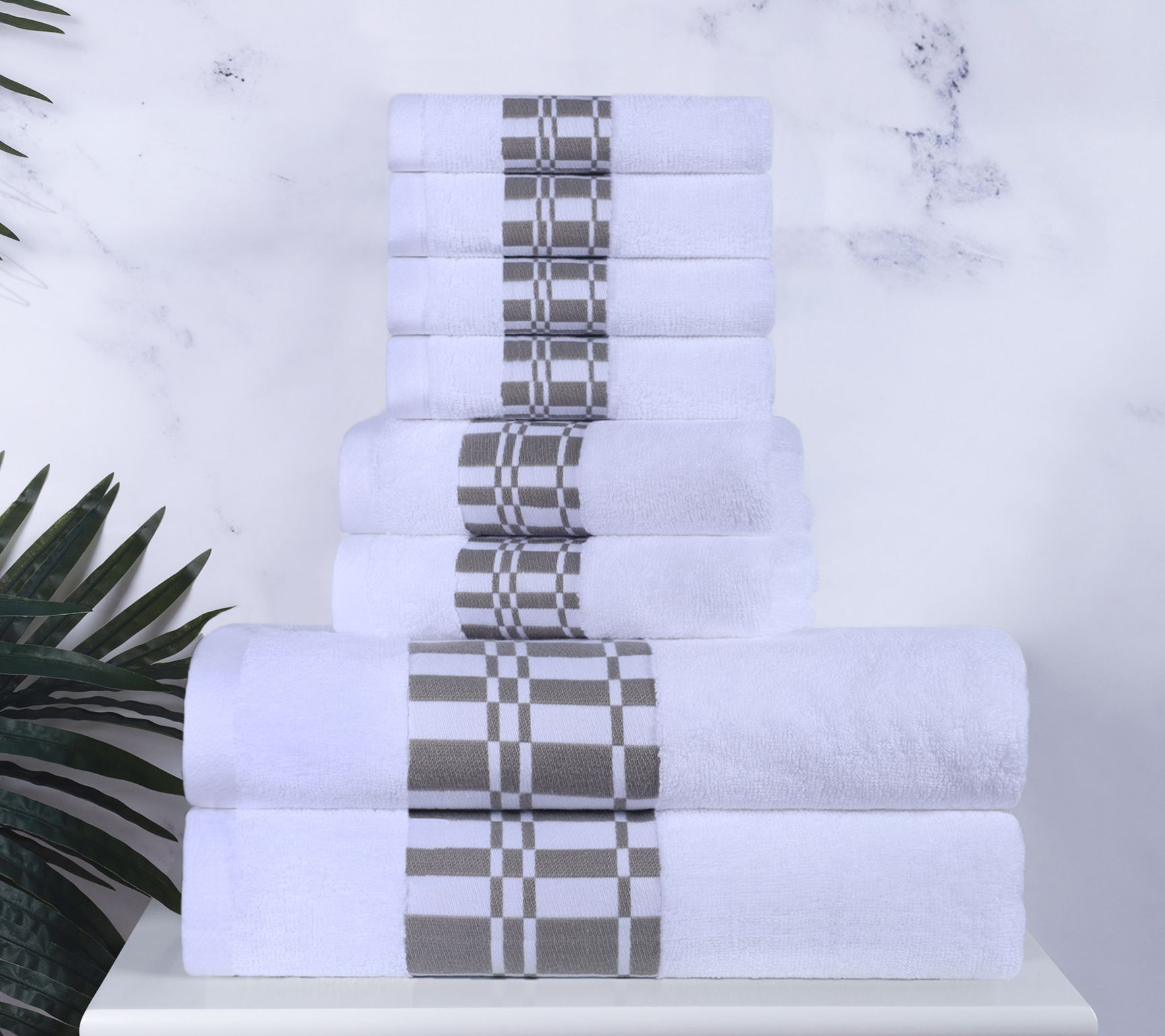 Superior Cotton 8-Piece Embroidered Absorbent Bath Towel Set