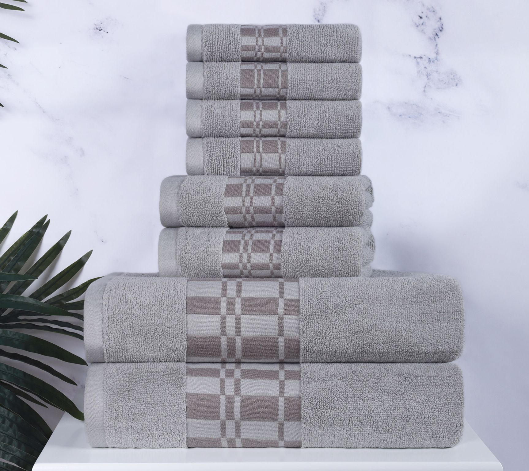 Superior Cotton 8-Piece Embroidered Absorbent Bath Towel Set