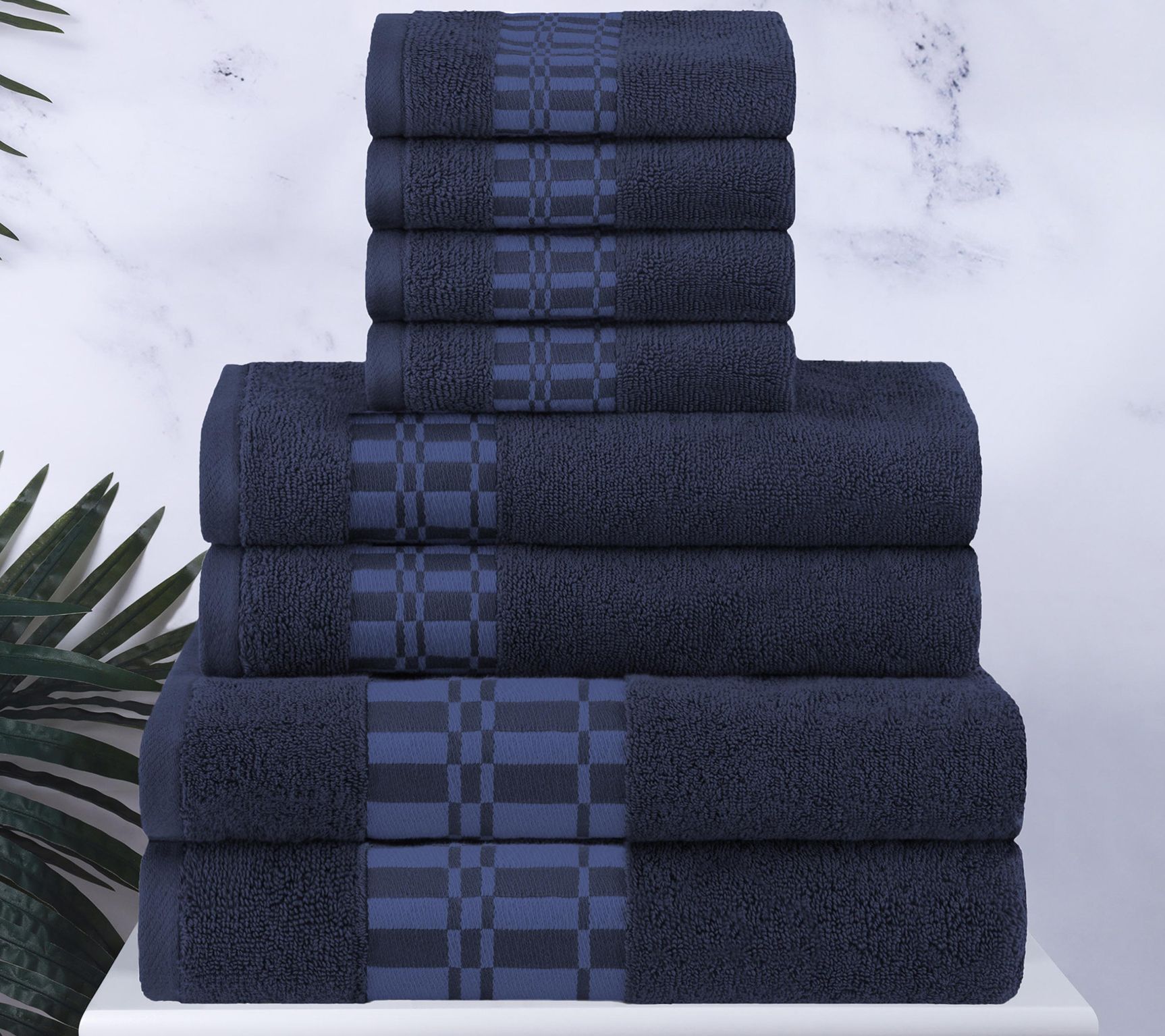 Superior Cotton 8-Piece Embroidered Absorbent Bath Towel Set