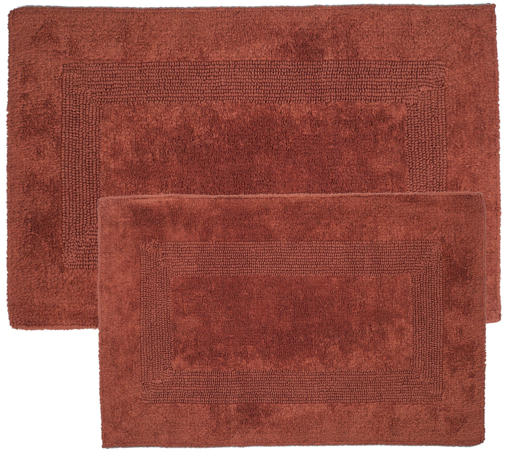 Lavish Home 100% Cotton Reversible Bath-Rug Set (2-Piece): Brick