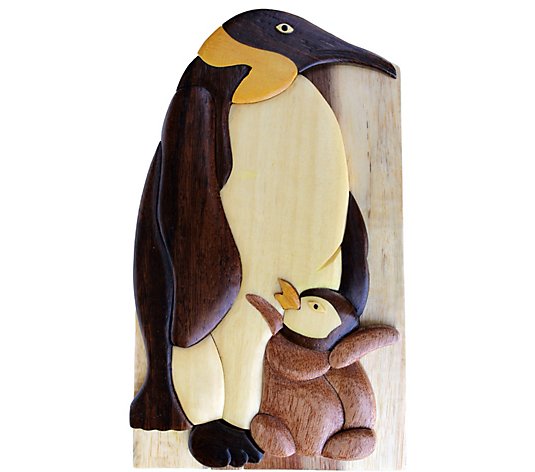 Carver Dan's Penguin and Baby Puzzle Box with Magnet Closures