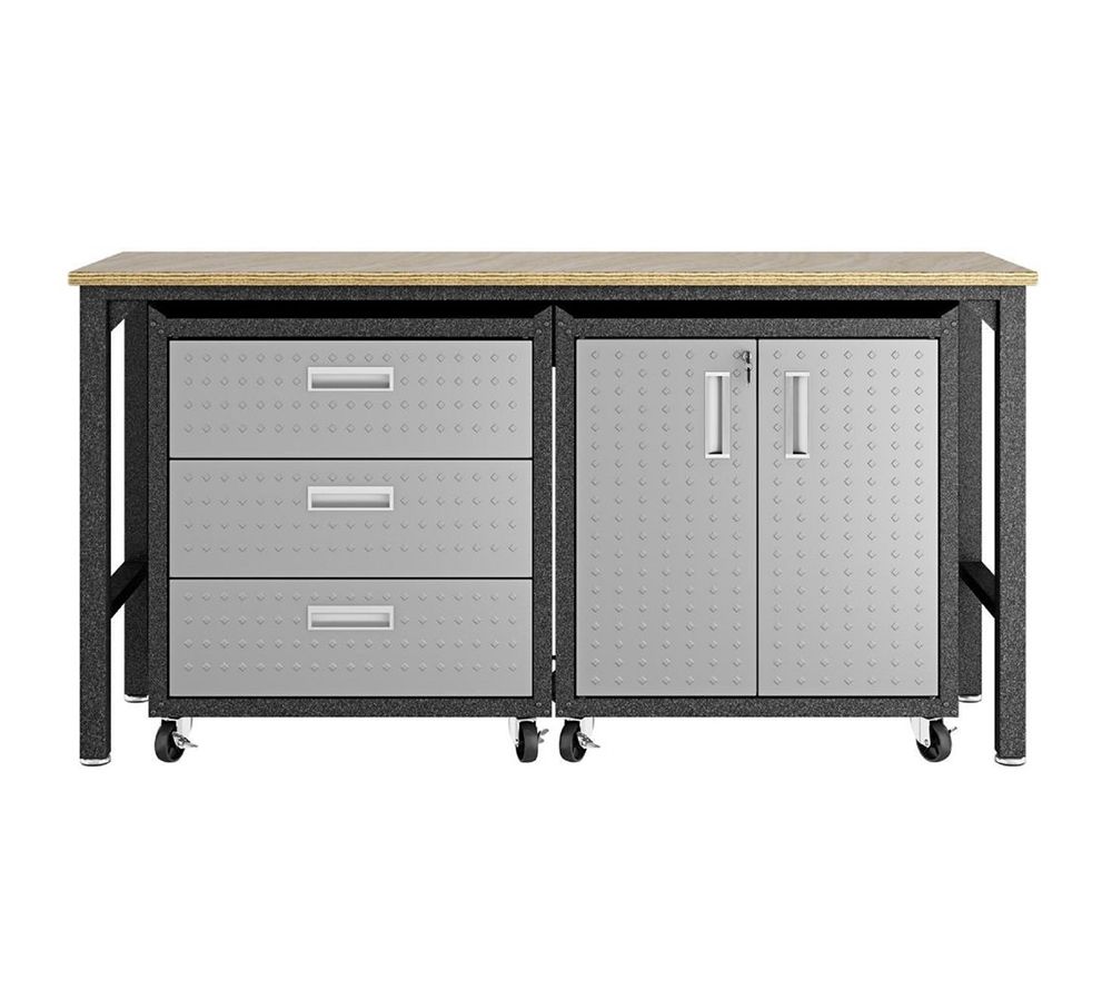 Manhattan Comfort 3-Pc Fortress Garage Cabinetand Worktable 3
