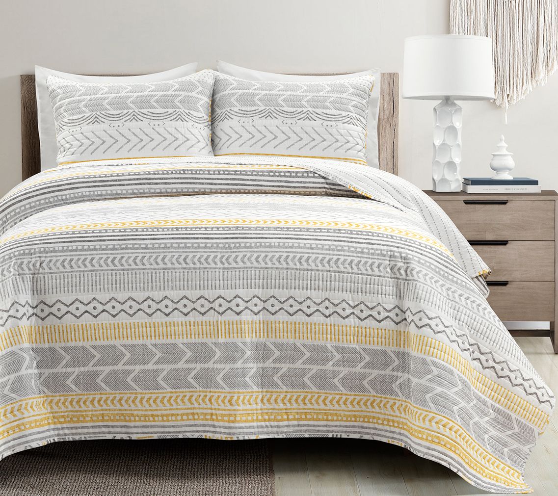 Hygge Geometric Oversized Quilt Set F/Q by LushDecor