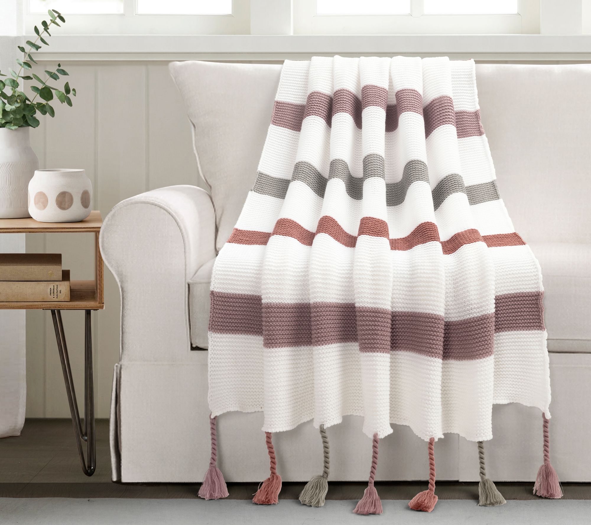 Boho Knitted Braided Tassel 50" x 60" by Lush Decor