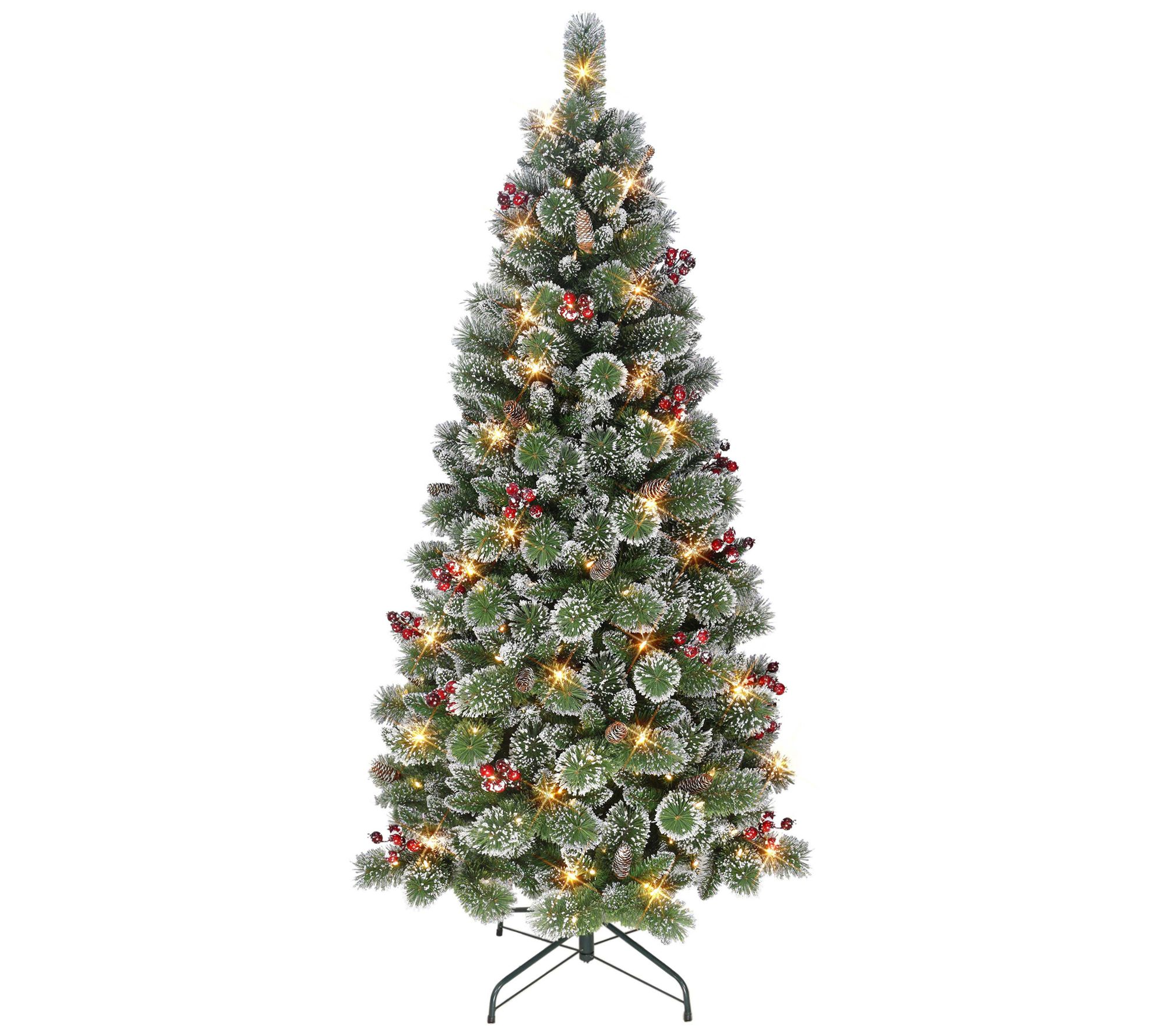 Puleo 6.5' Pre-lit Snowy Valley Pine Tree - QVC.com