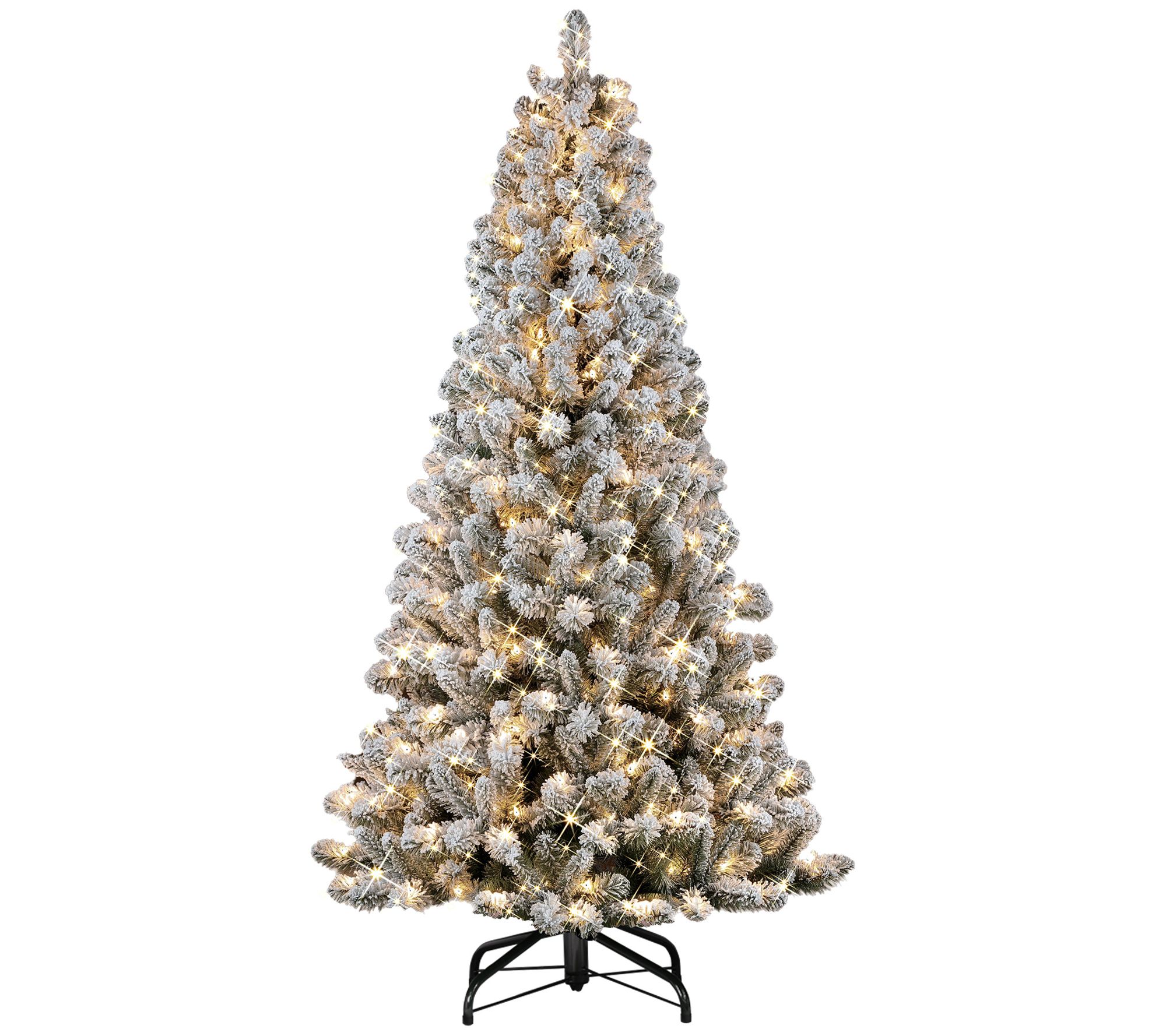 6.5\' Prelit Flocked Vermont Christmas Tree 300Clear Lights - QVC.com