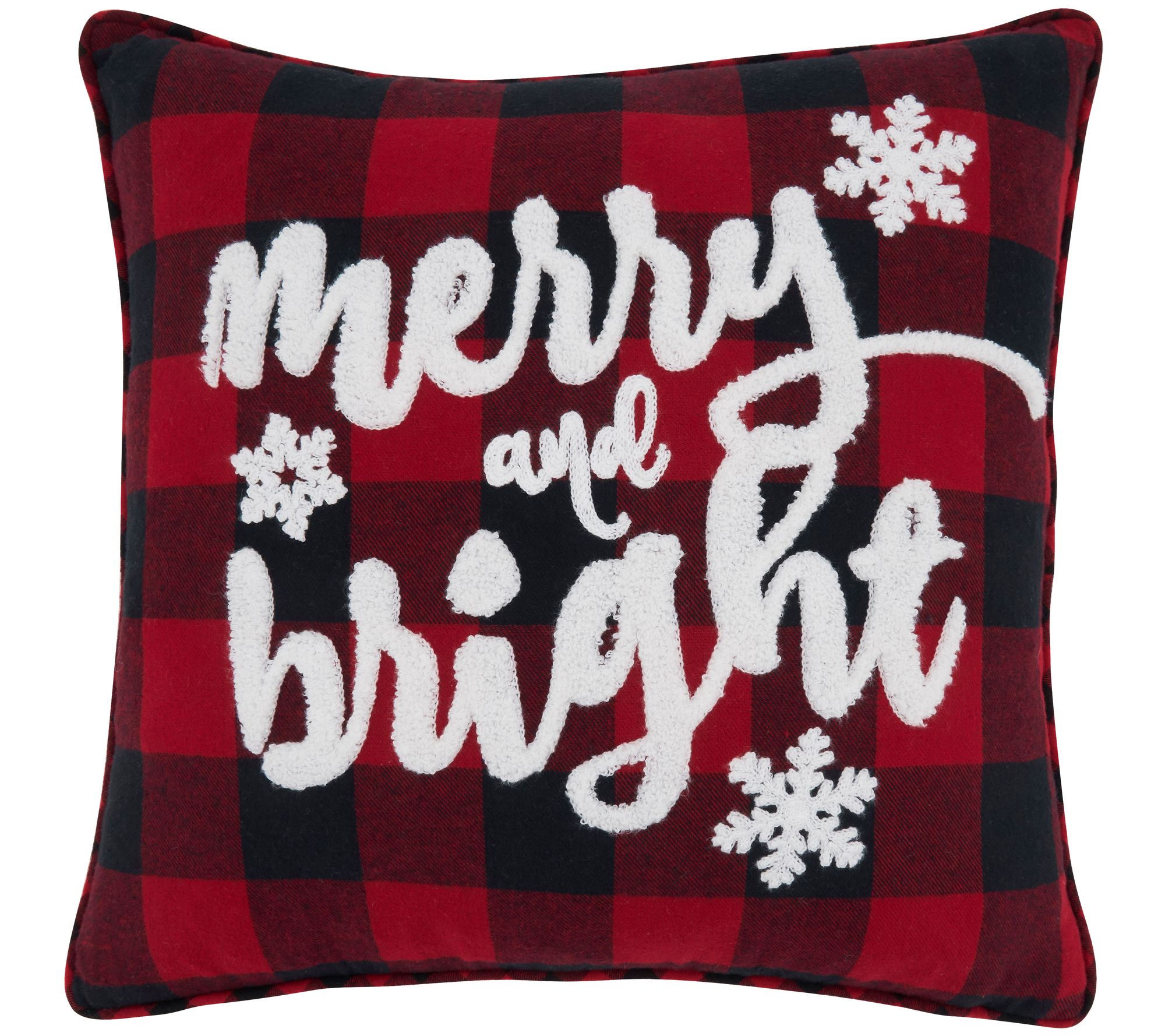 Saro Lifestyle Merry & Bright Buffalo Plaid Throw Pillow - QVC.com