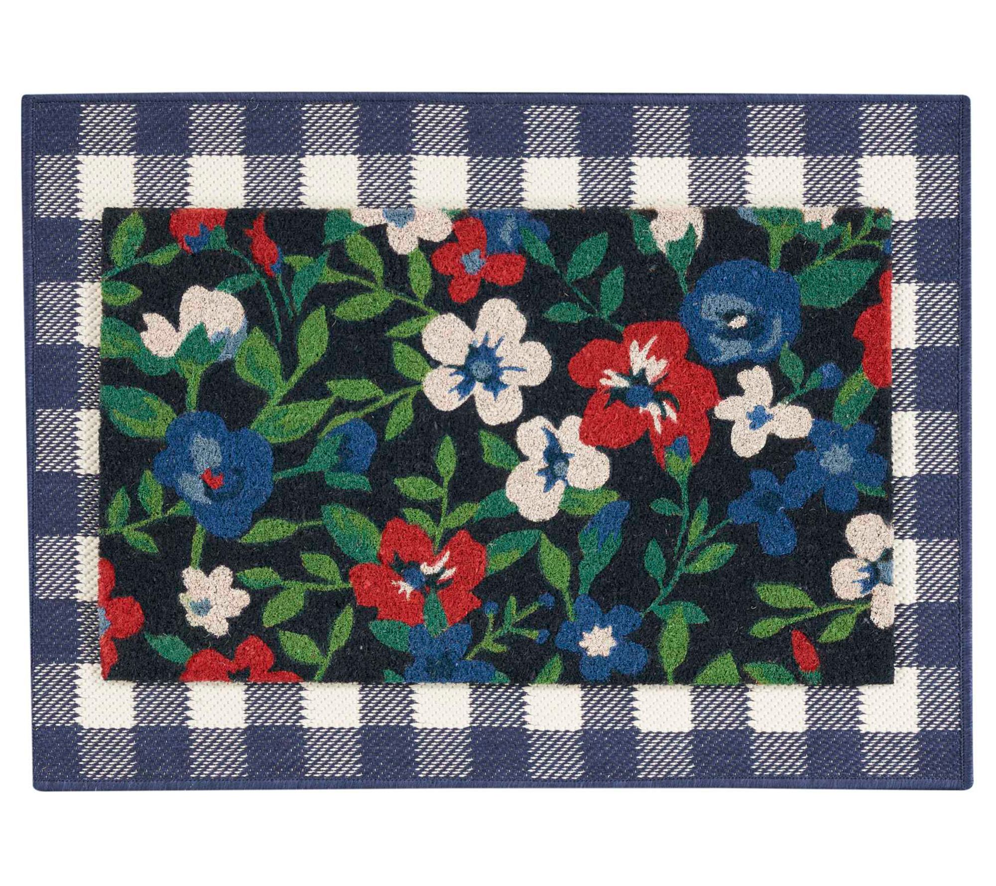 Nourison Layered 2-Piece Coir & WovenDoormats ,Blue Floral