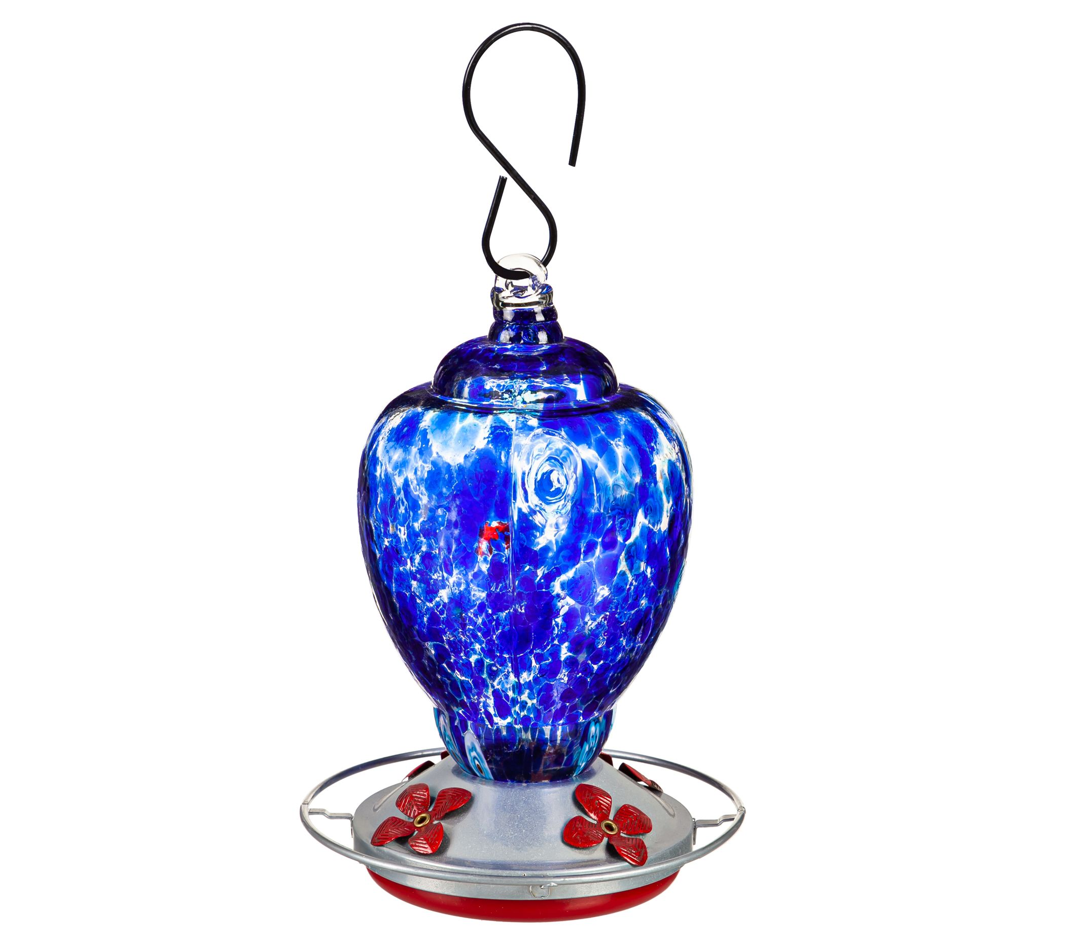 Evergreen Speckled Glass Hummingbird Feeder & B ronze Gondola