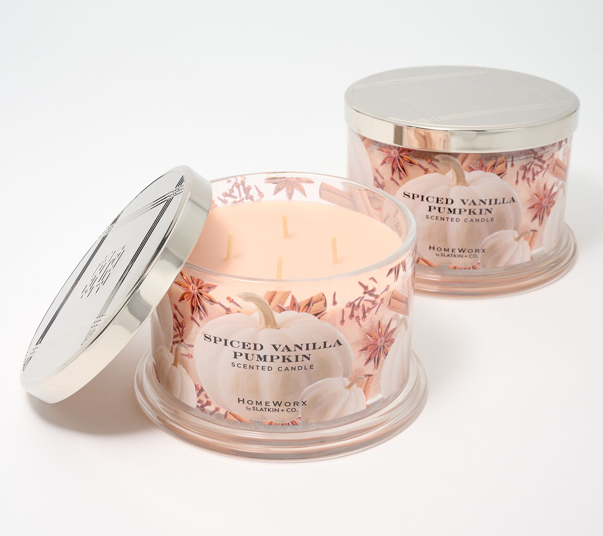 "As Is" HomeWorx by Slatkin & co. S/2 Vanilla Pumpkin Candles