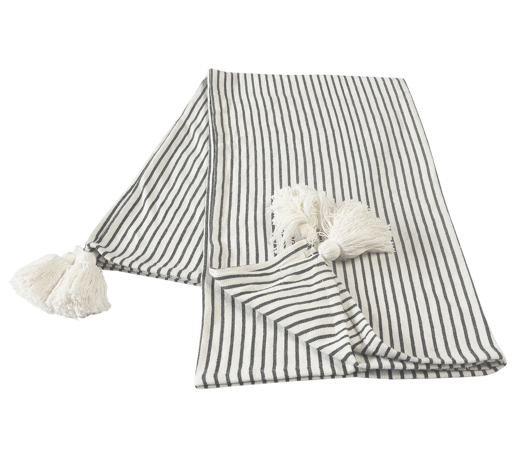 Ox Bay Striped Transitional Cotton Throw Blanke t