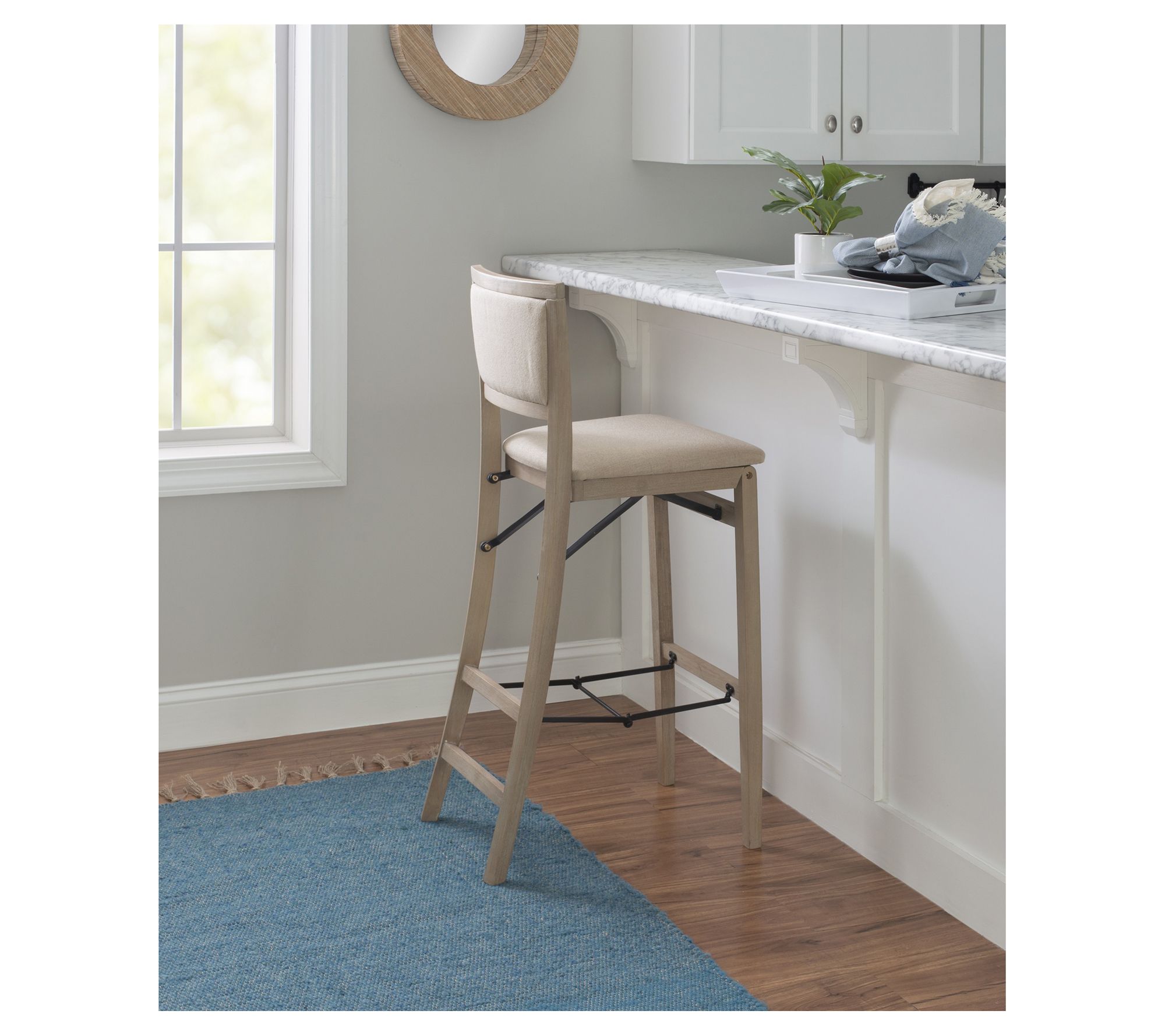 Linon Home Deco r Kasey  Pad Ba ck  Folding Bar Stool