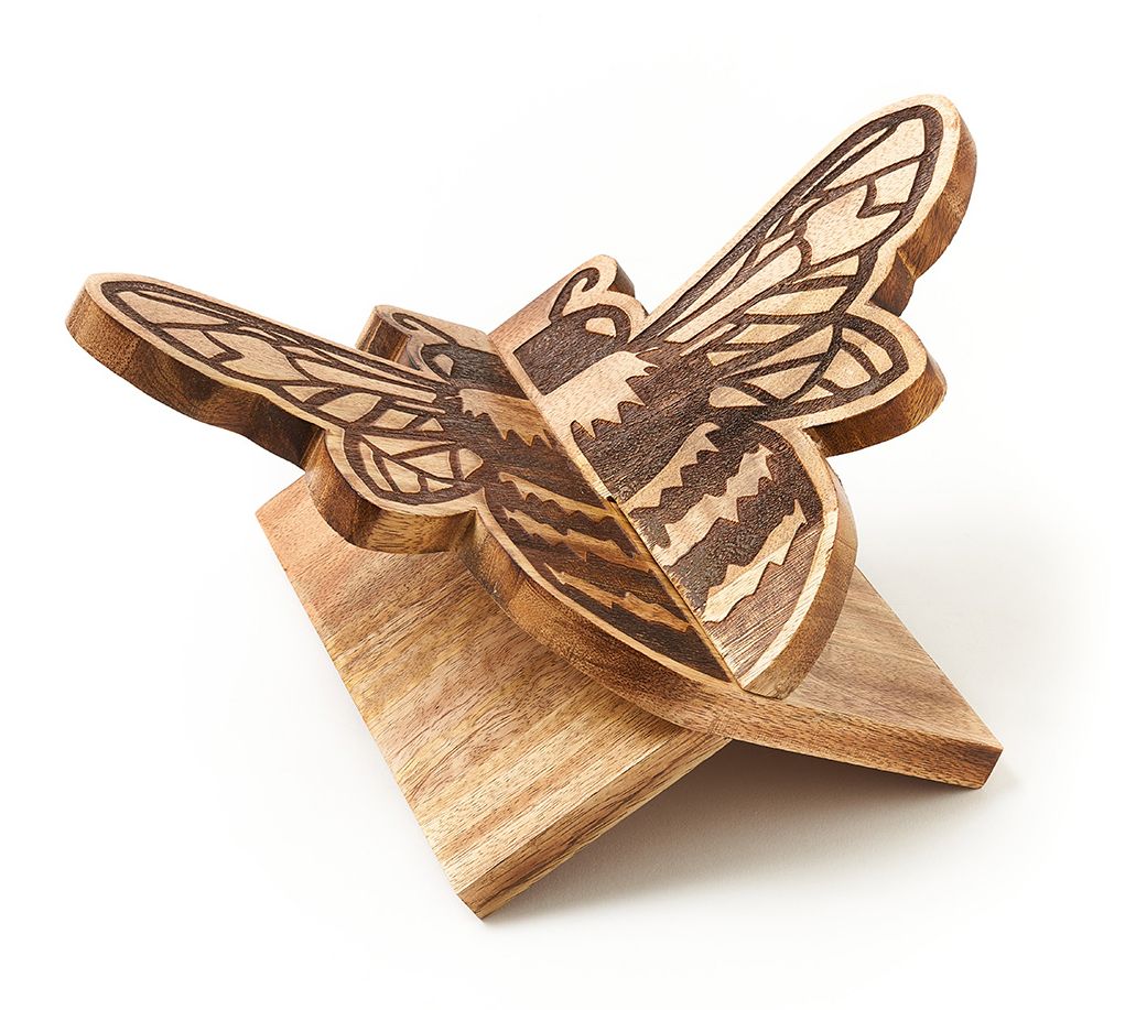Matr Boomie Mango Wood Bee Open Book Stand
