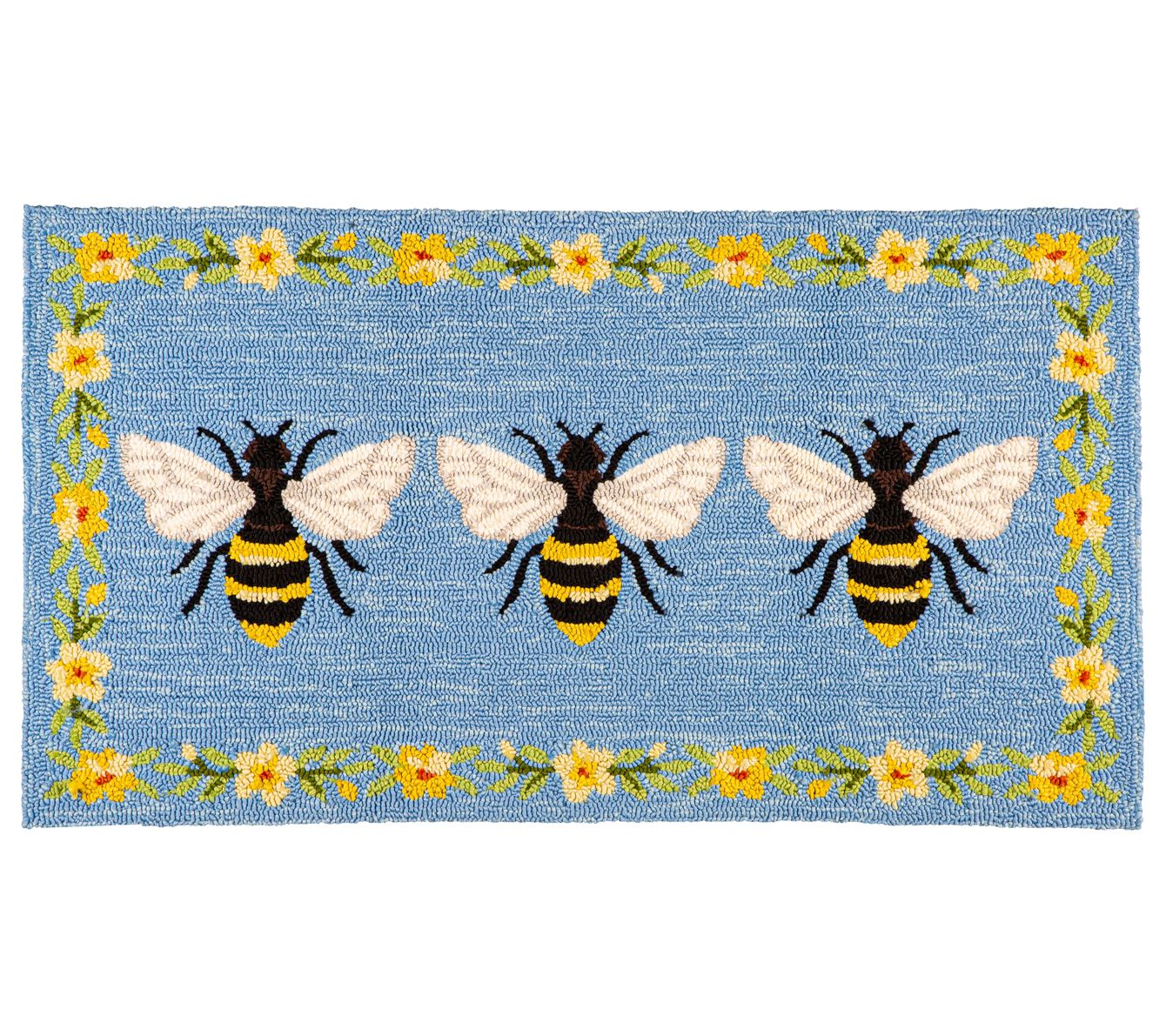 Evergreen 24"x42" 3 Bees Hooked Polypropylene Accent Rug