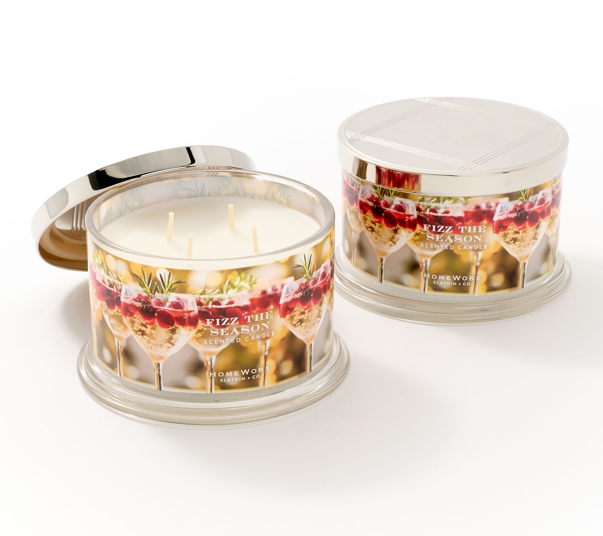 HomeWorx by Slatkin + Co. S/2 18oz Fizz the Season Candles