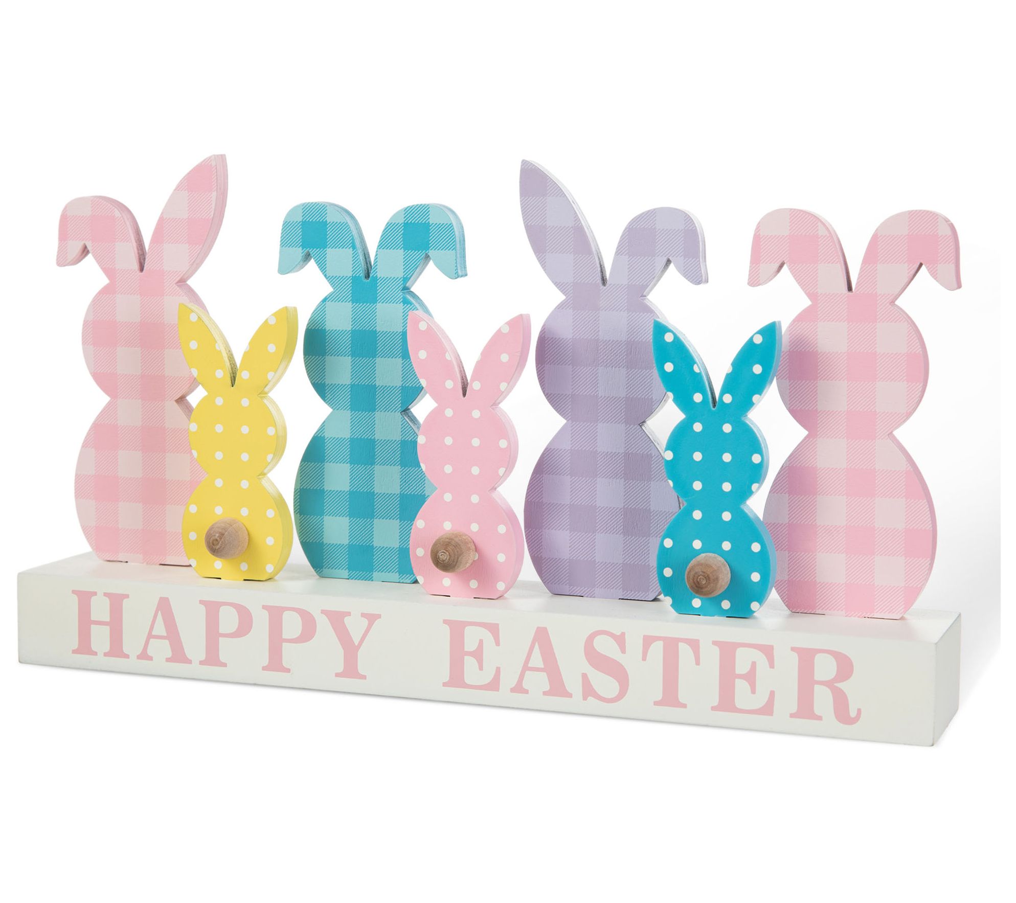 Glitzhome 11.75" Wooden Happy Easter Bunny Family Table Decor