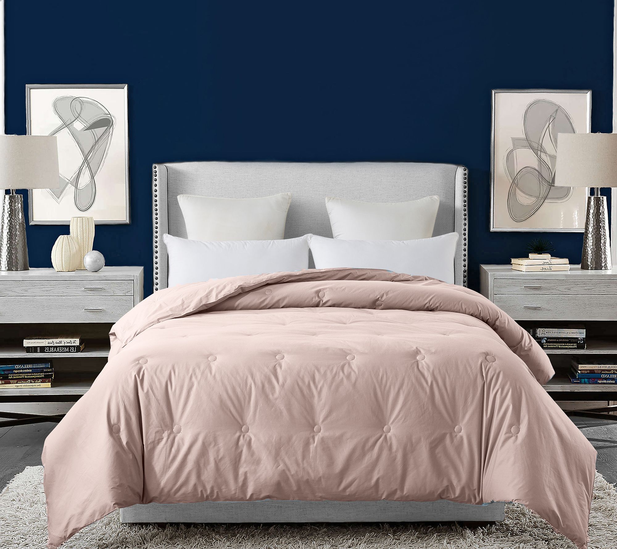 Royal Velvet Tufted Down Alternative Comforter-Blush Twin