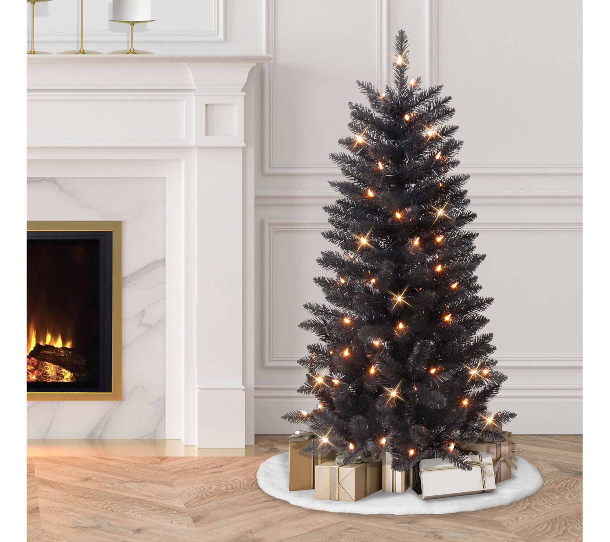 Puleo 4ft Pre-Lit Black Carson Pine Artificialhristmas Tree