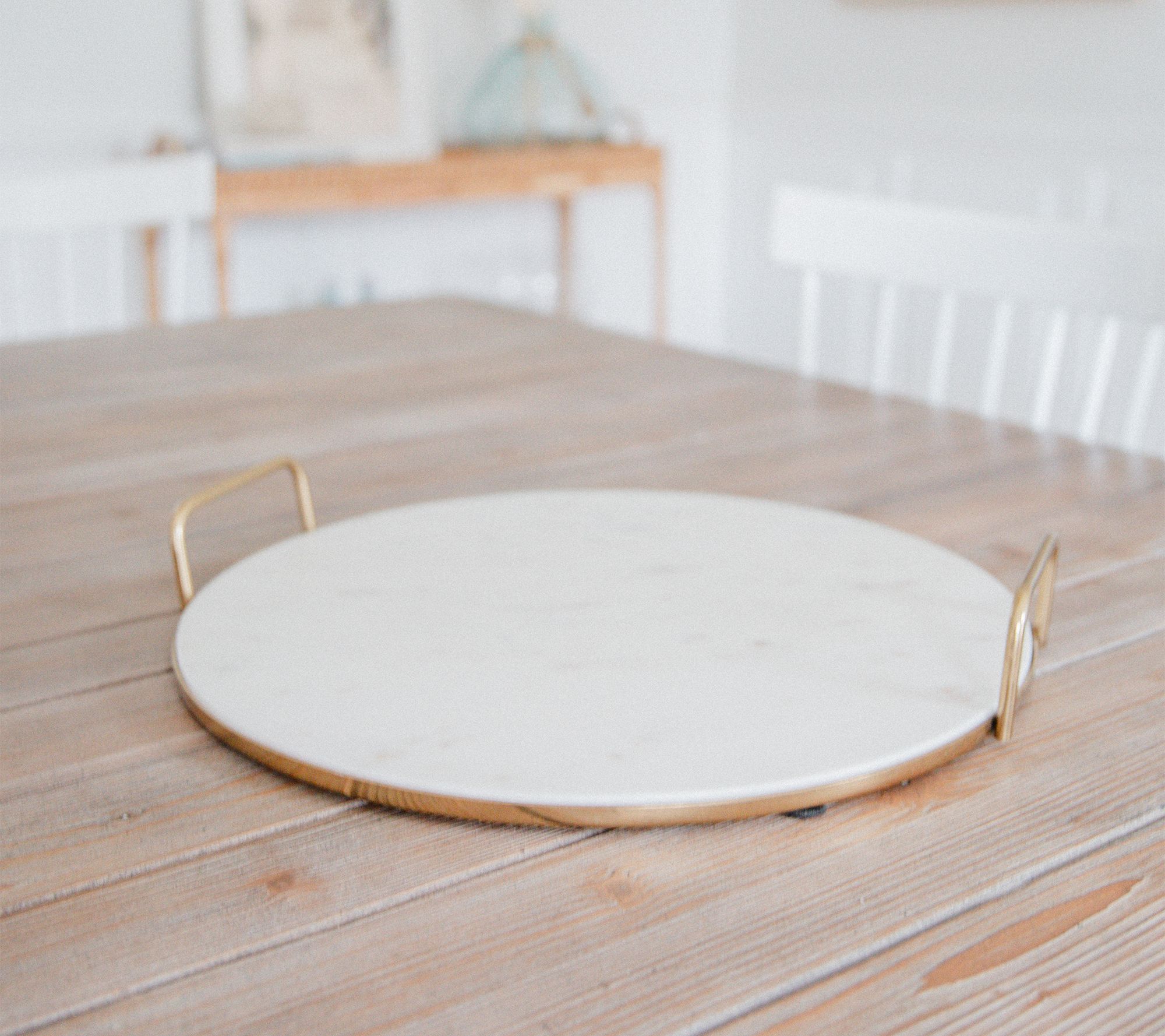 "As Is" 17" Marble Tray with Gold Handles by Lauren McBride
