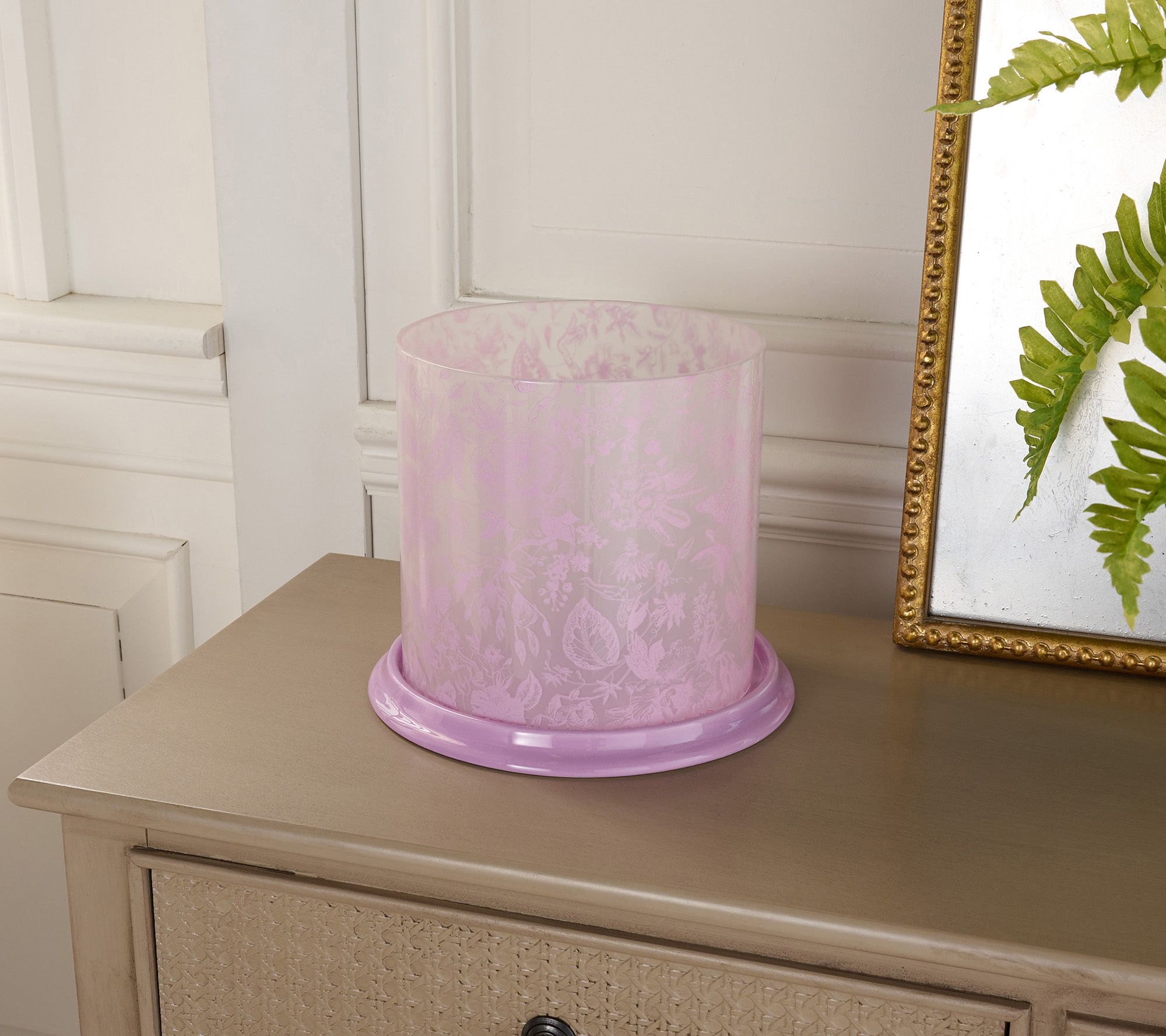 HomeWorx by Slatkin + Co. Printed Toile Glass & Ceramic Hurricane