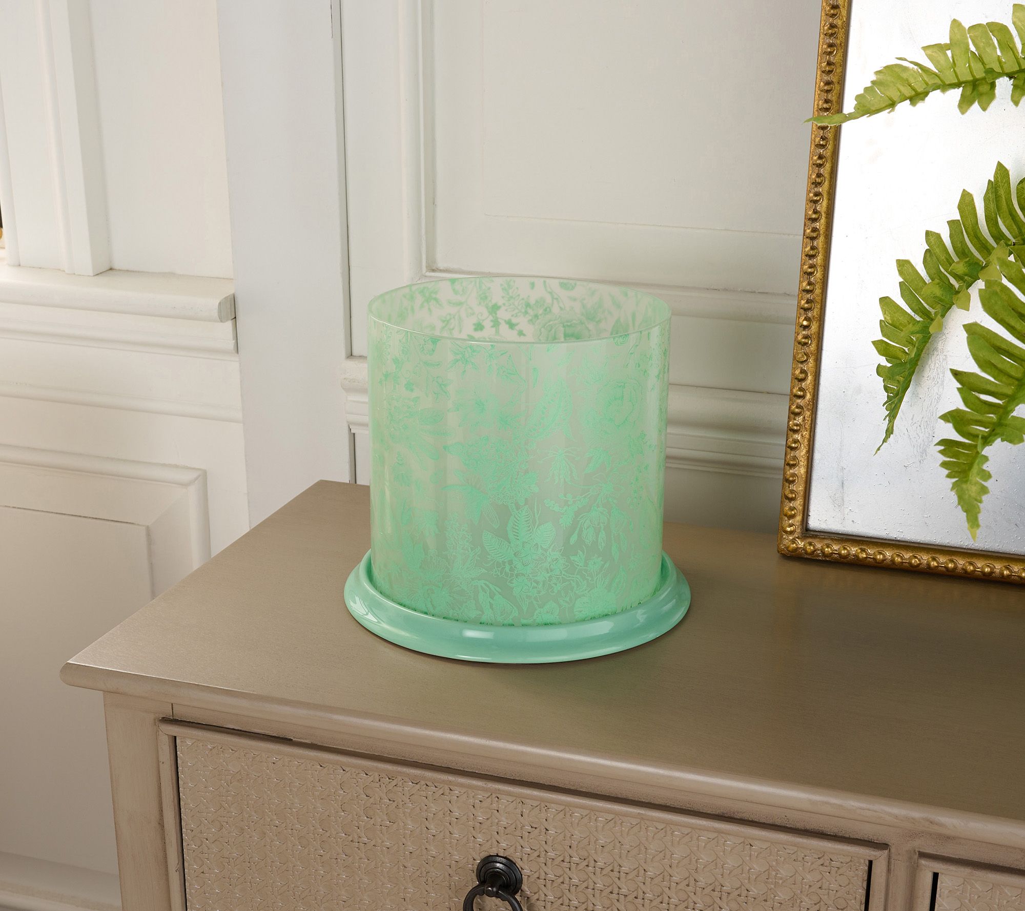 HomeWorx by Slatkin + Co. Printed Toile Glass & Ceramic Hurricane