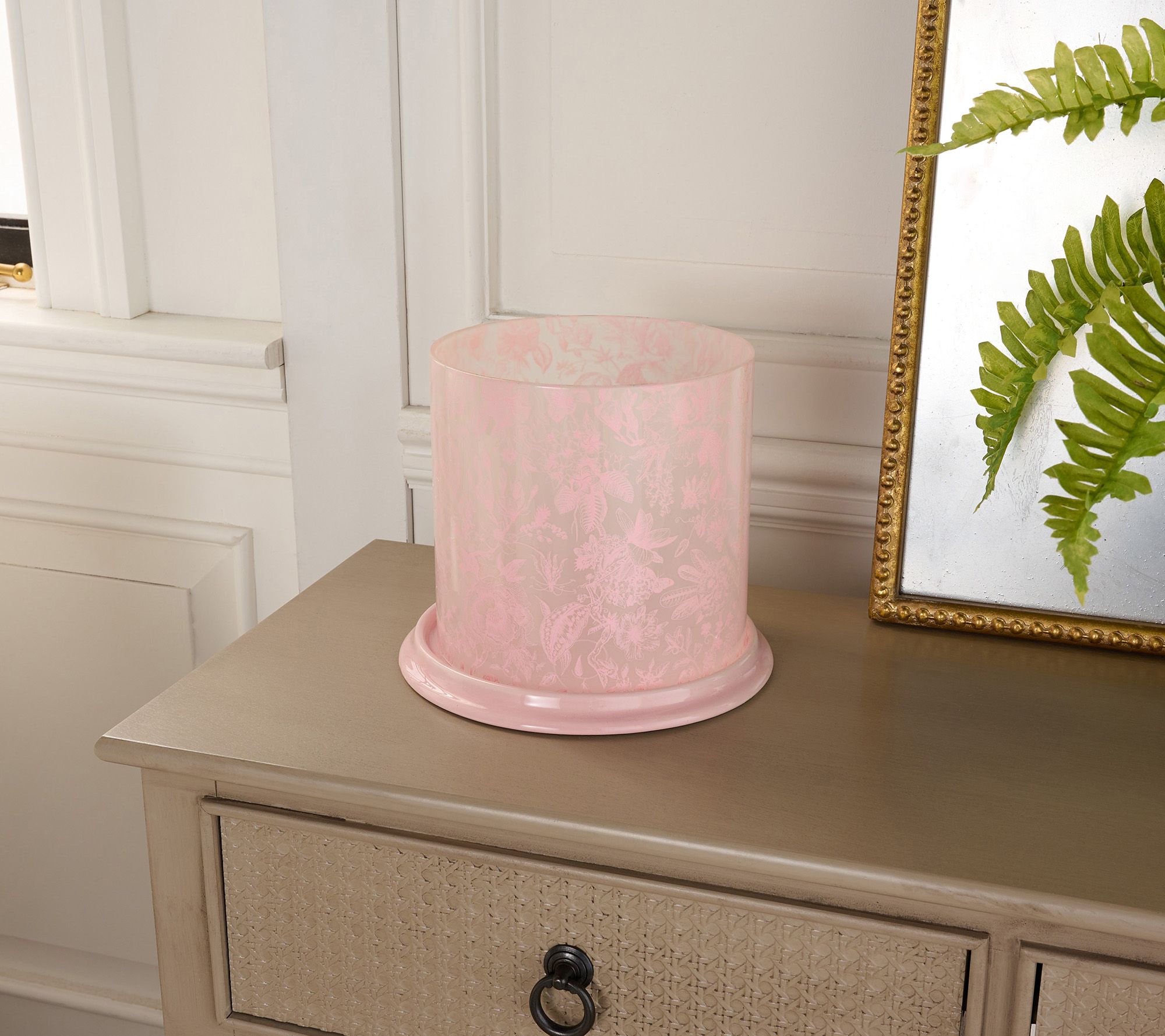 HomeWorx by Slatkin + Co. Printed Toile Glass & Ceramic Hurricane