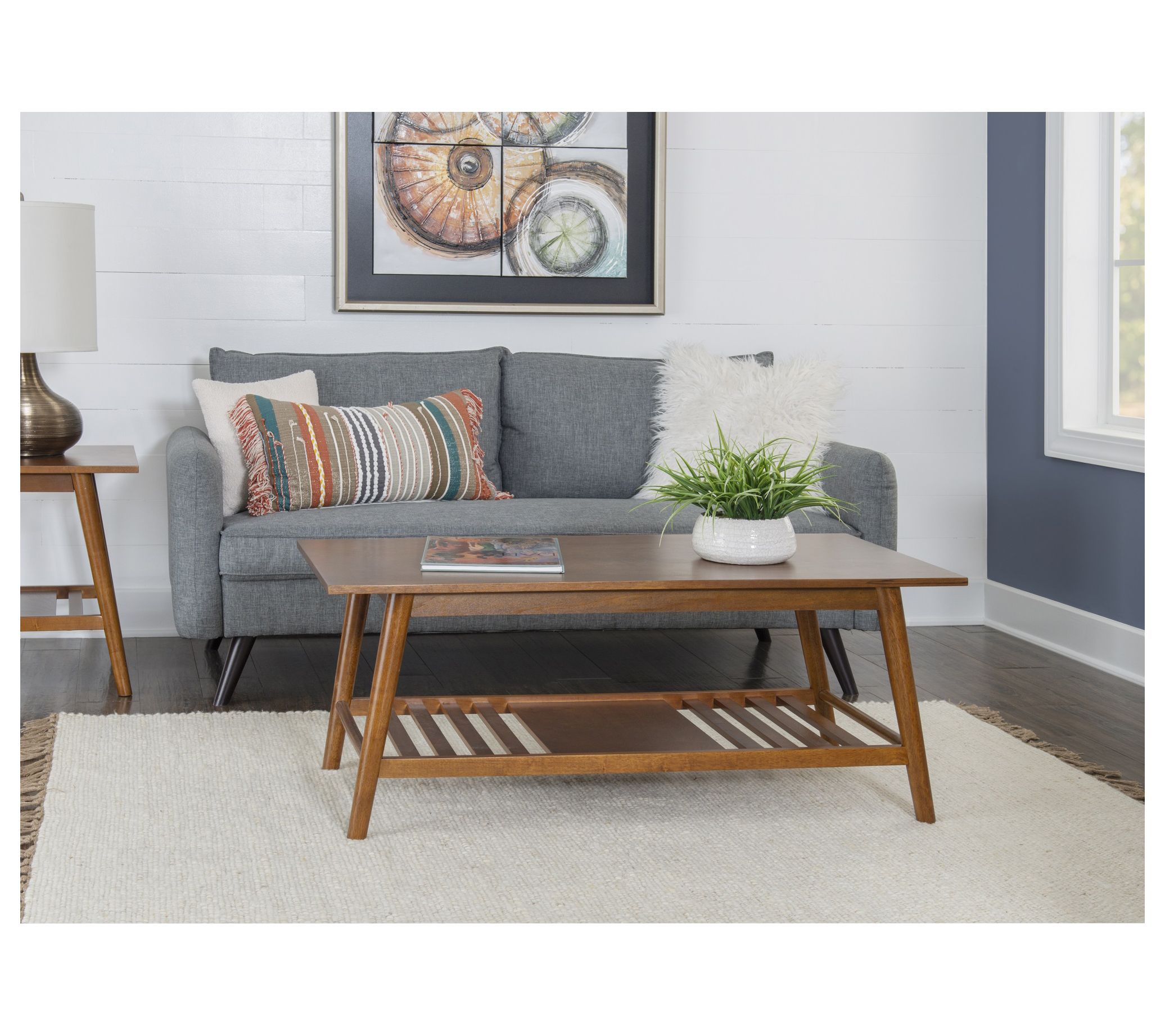 Linon Home 47" Raleigh Birch Coffee Table with Shelf