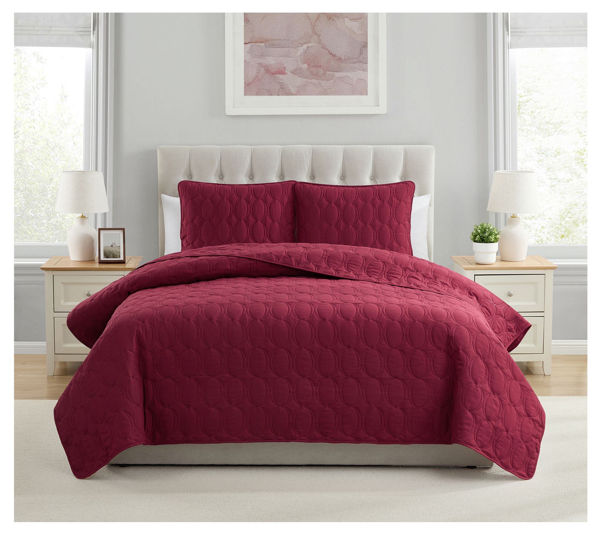 VCNY Home Circles 3-Piece Microfiber Quilt Set,King