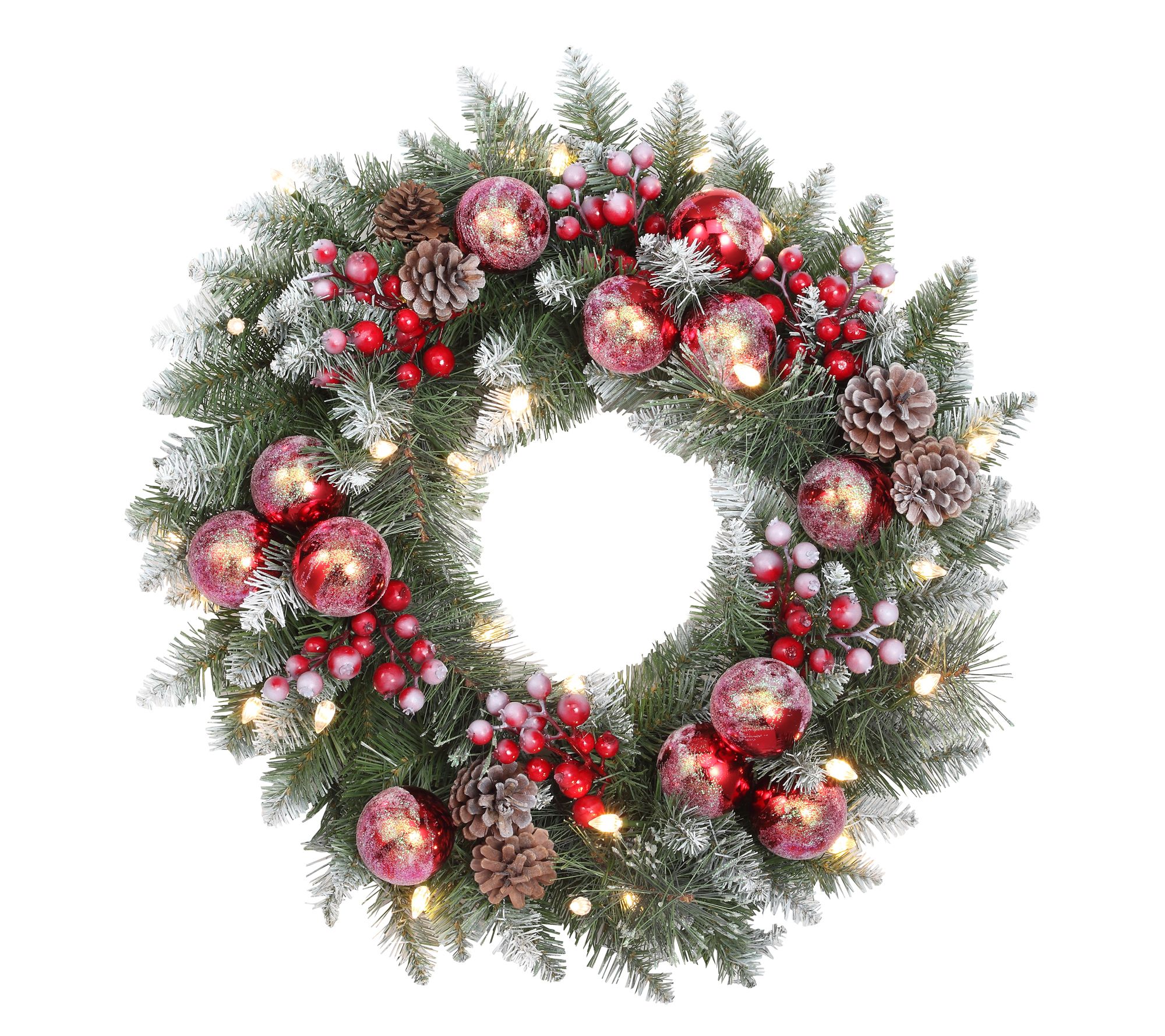 Haute Decor 24" Prelit Frosted Ithica Pine Wreath