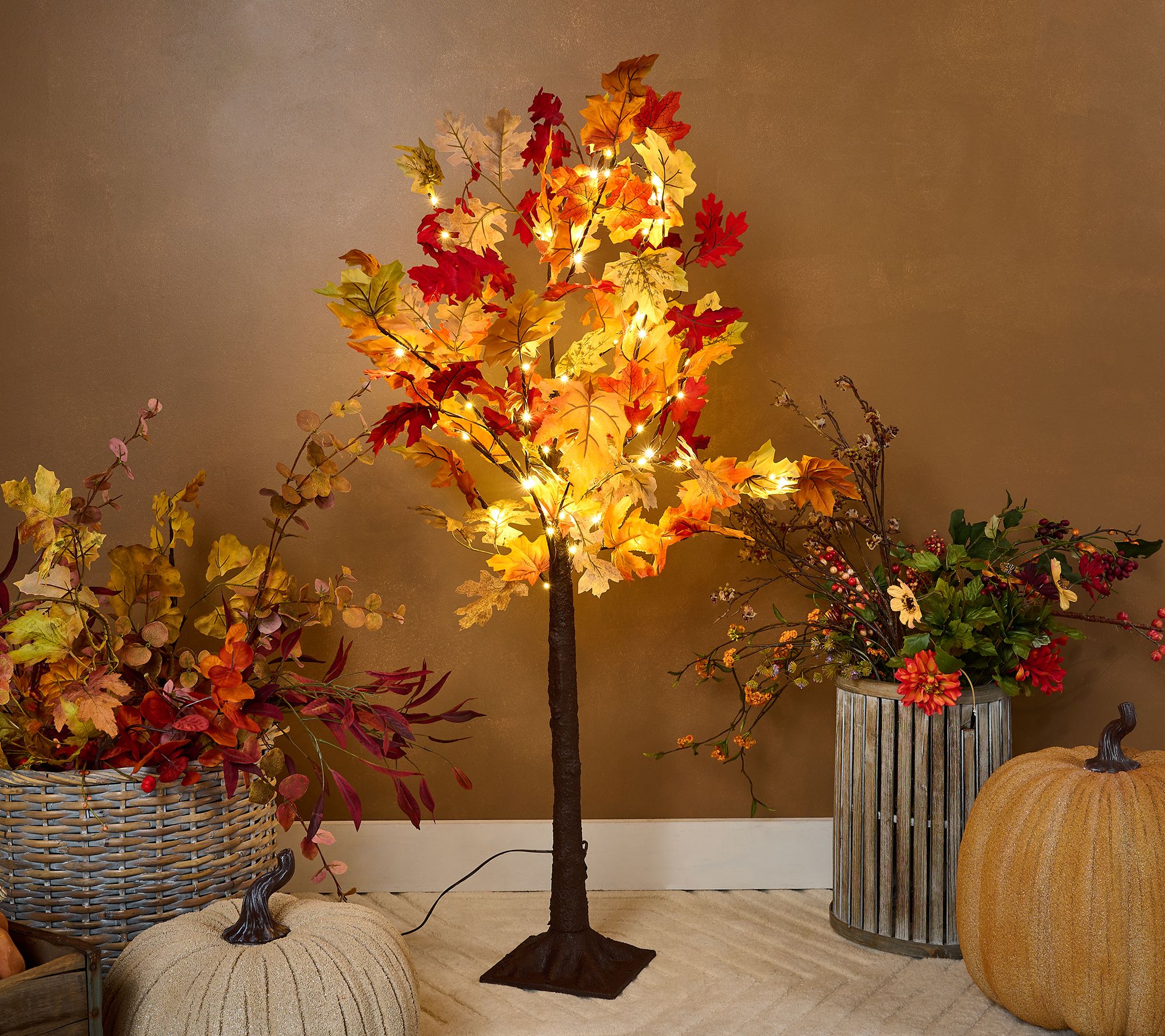 "As Is" 4' Indoor/Outdoor Illuminated Maple Leaf Tree by Valerie