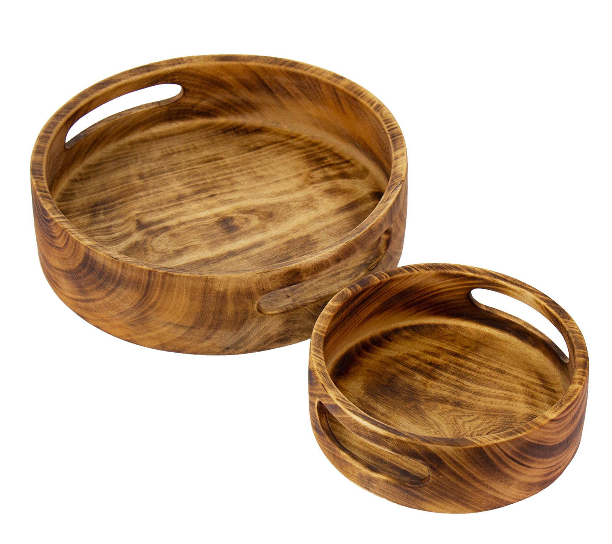 Global Crafts Nested Jacaranda Wood Trays withHandle, Set/2