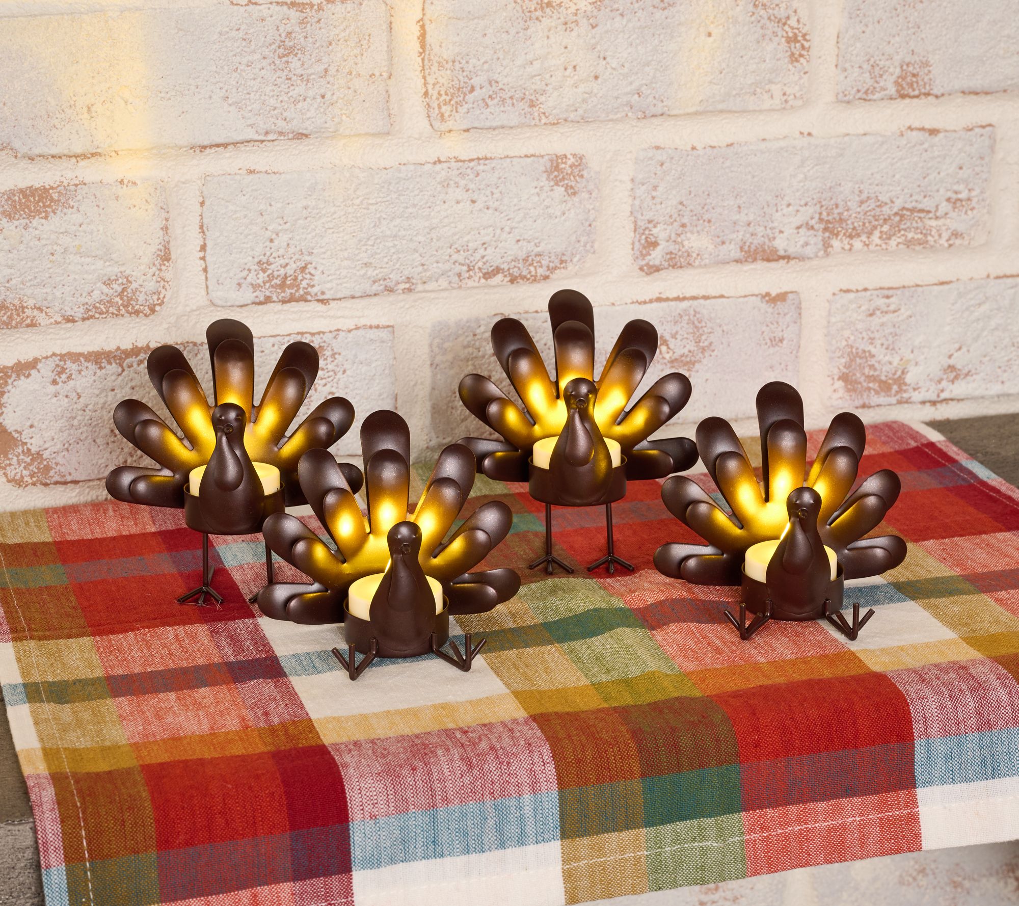 "As Is" Hay & Harvest Set of 4 Flameless Turkey Tea Lights