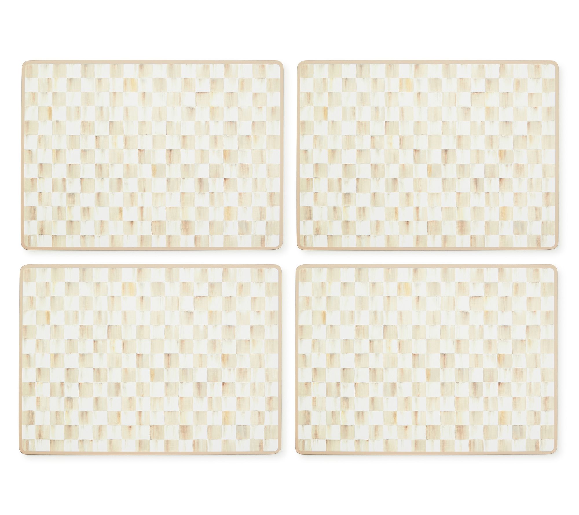 MacKenzie-Childs Mocha Check Cork Back Placemats, Set of 4
