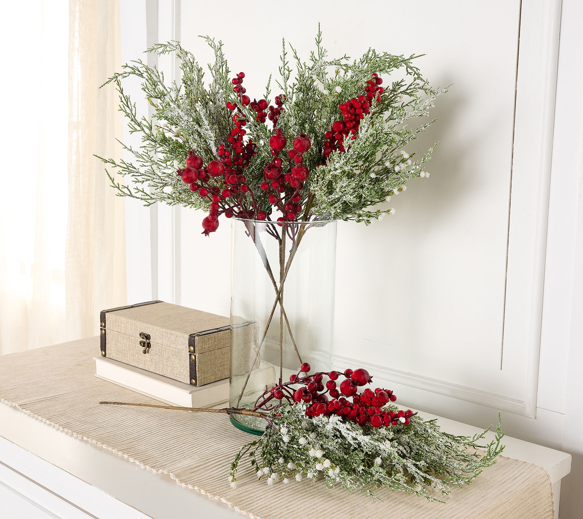 Set of 4 Winter Frost Cedar and Berry Sprays by Valerie