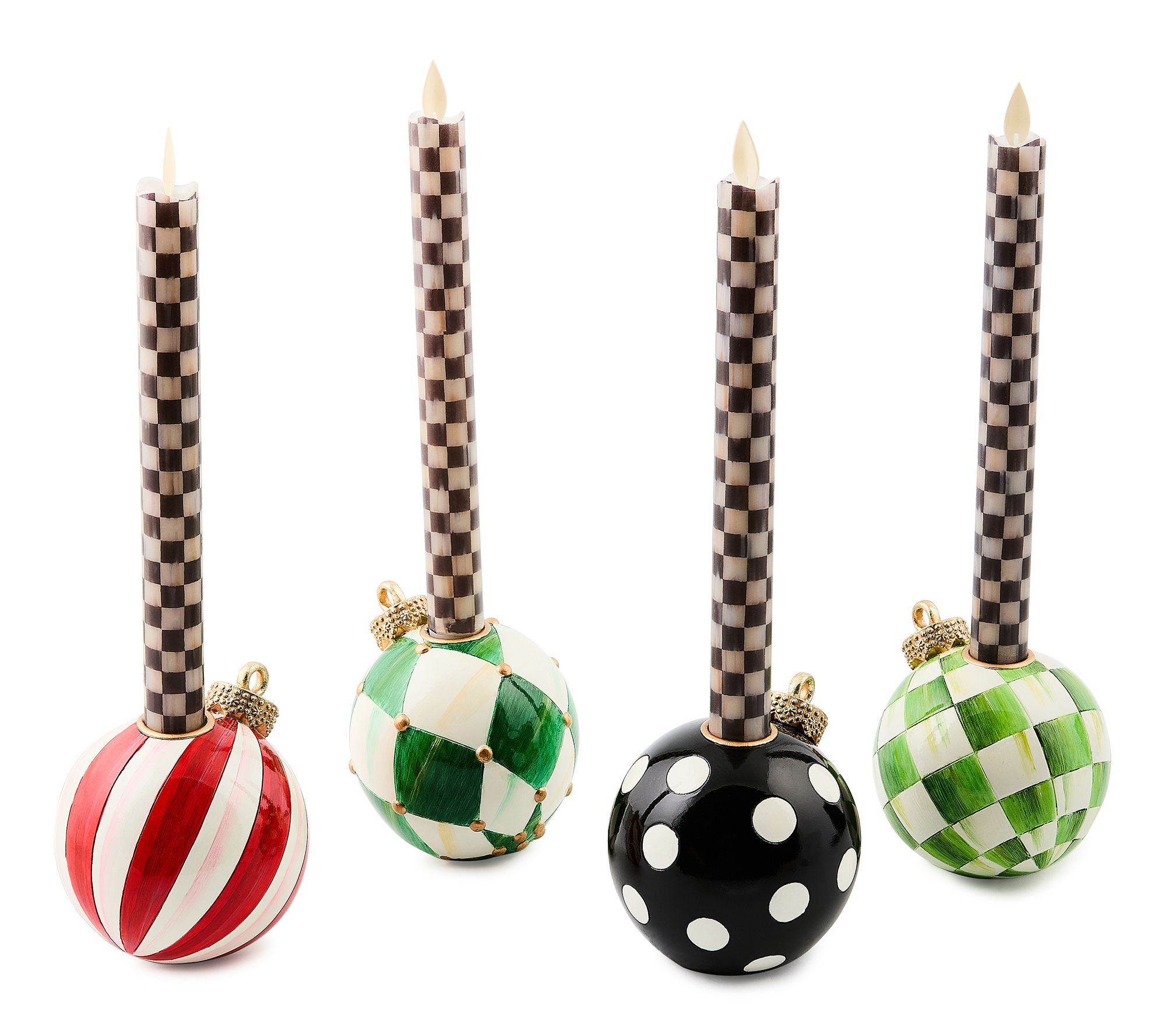 MacKenzie- Childs Set of 4 Ornament Candle Holders - QVC.com