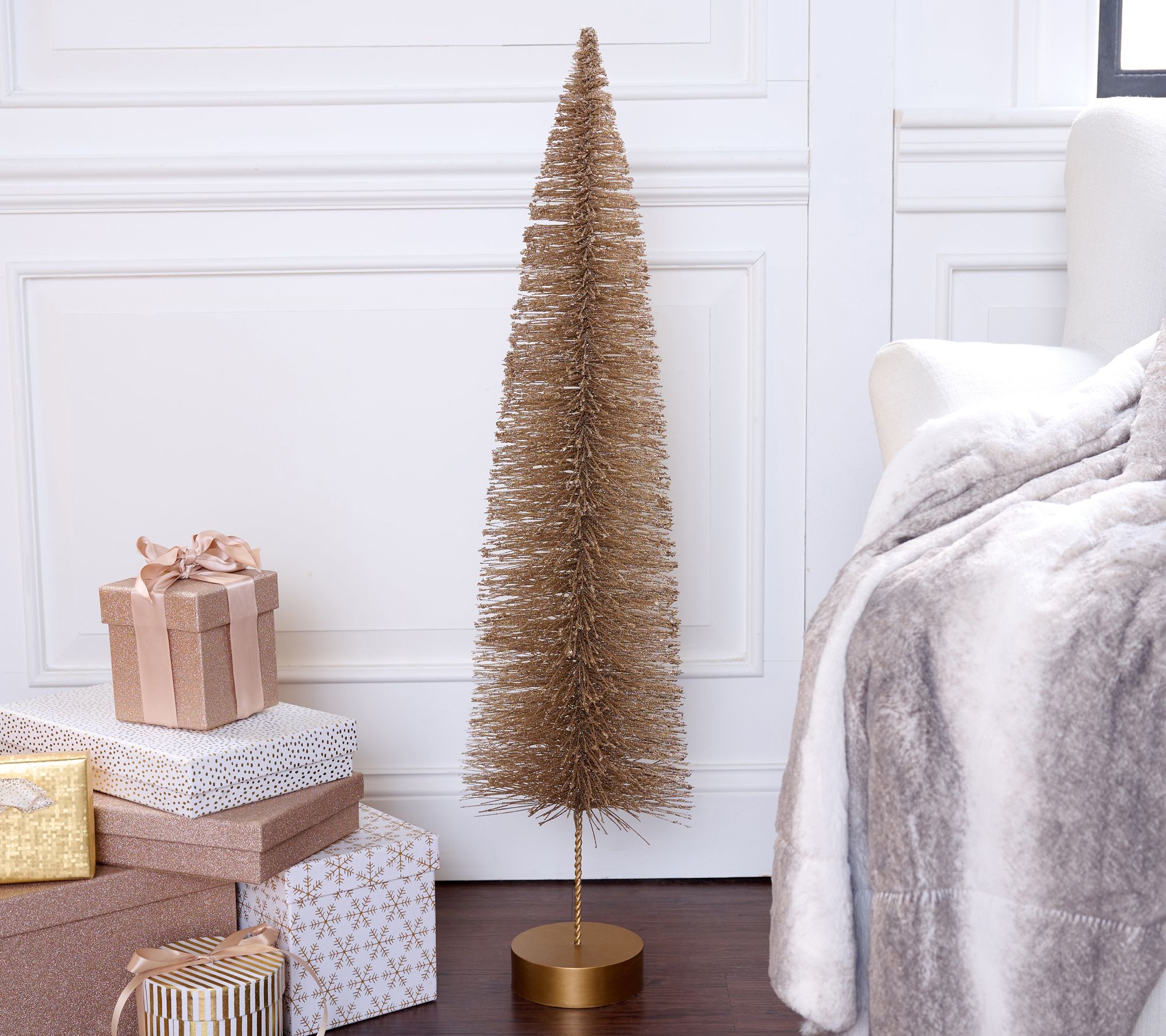 "As Is" Kringle Express 36" Oversized Champagne BottleBrushTree