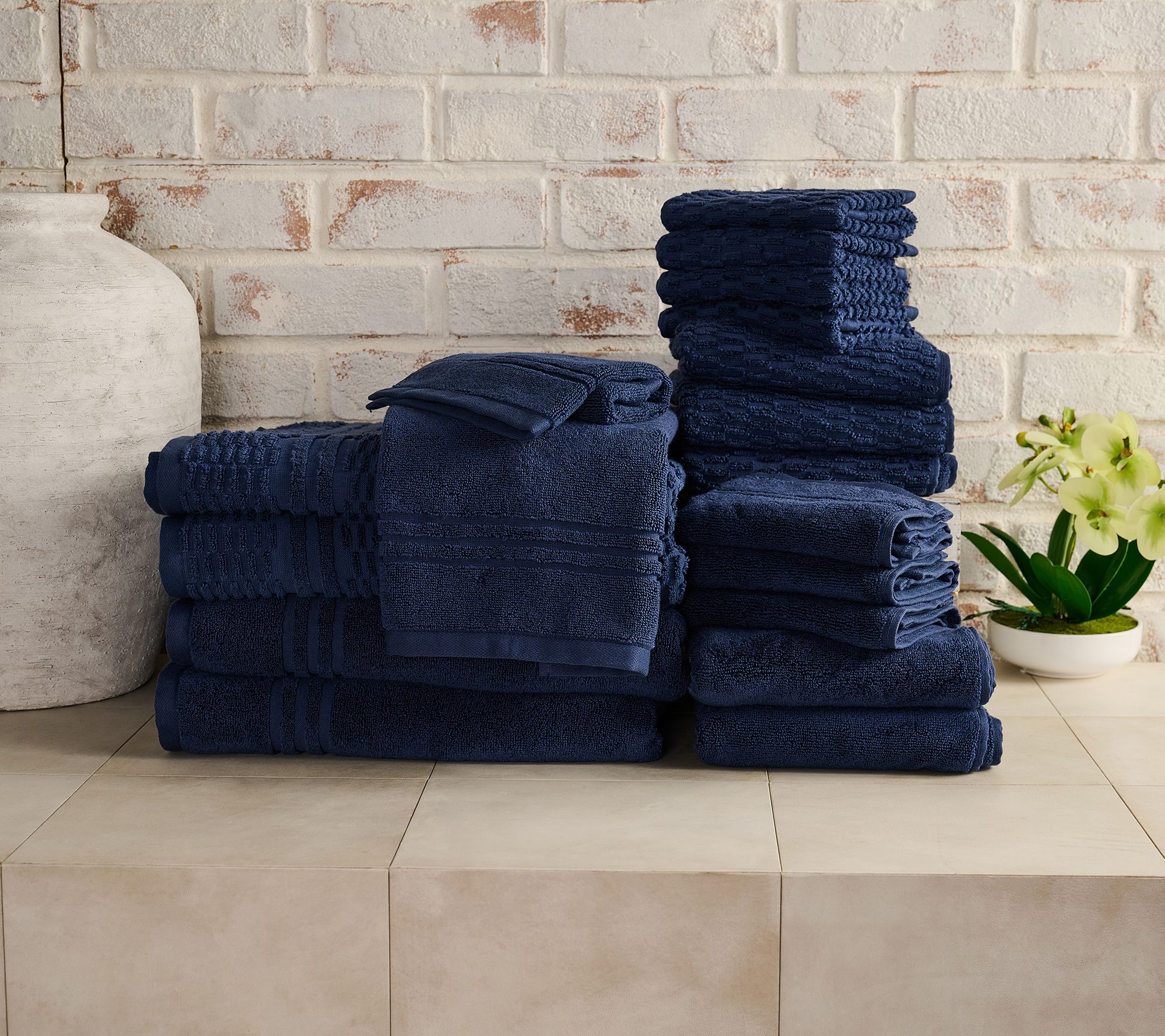 Home Reflections 100% Cotton Solid & Texture 18pc Towel Set