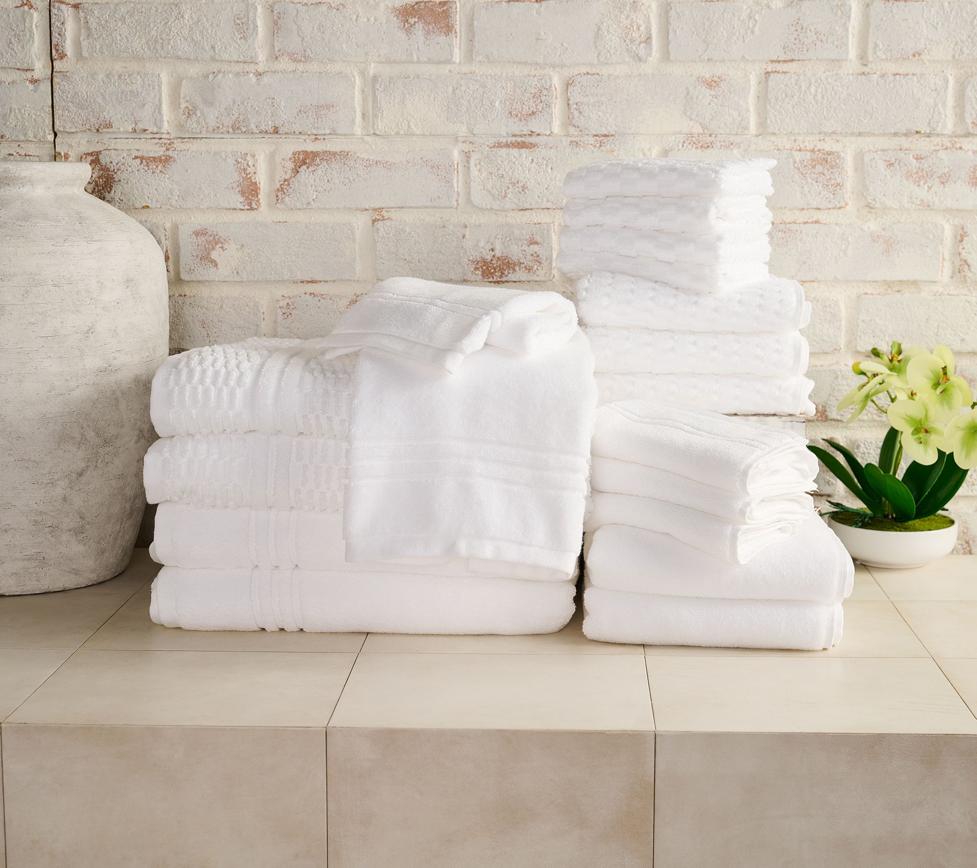 Home Reflections 100% Cotton Solid & Texture 18pc Towel Set