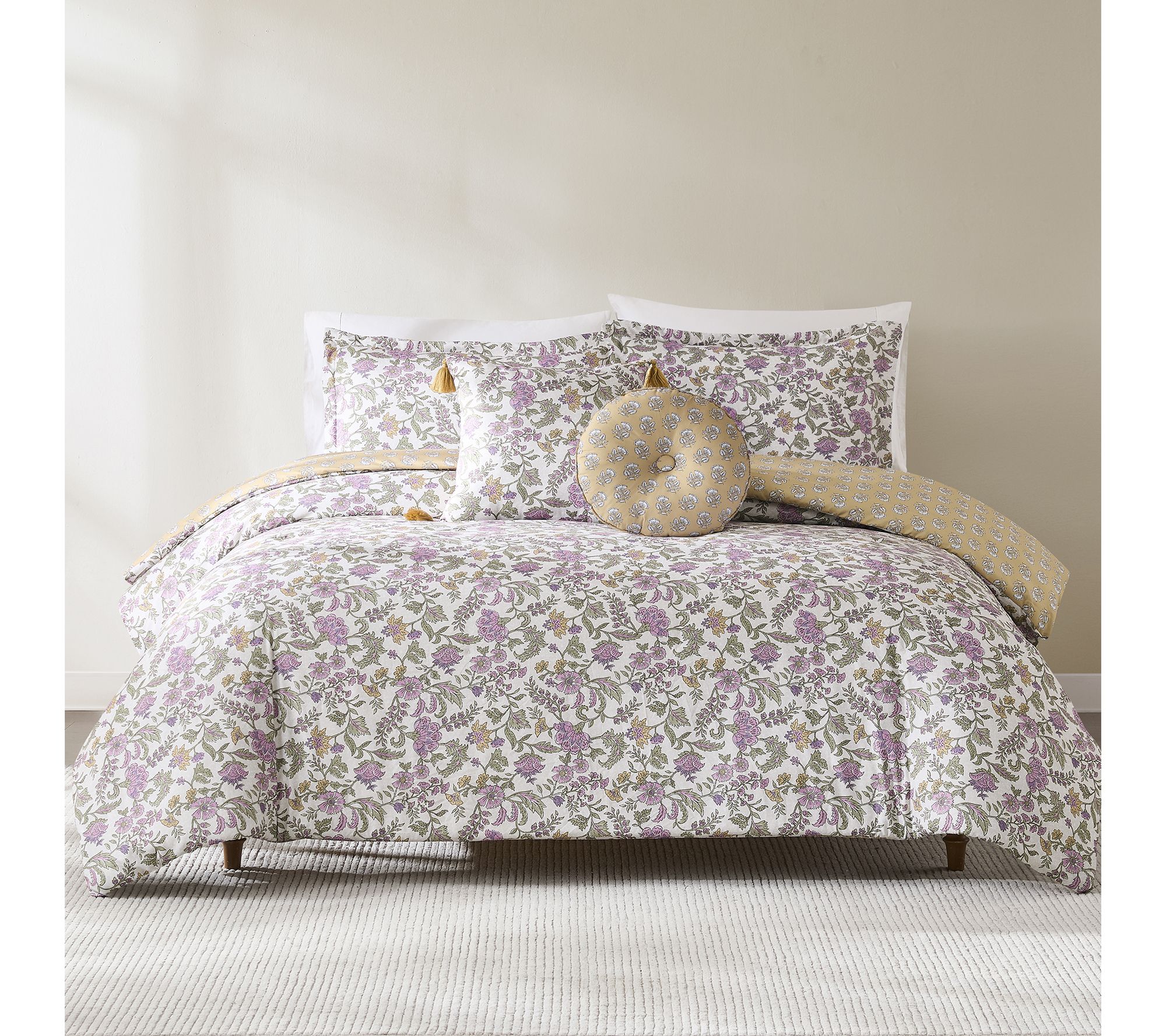 Lush Decor Lillian Block Reversible Comforter 5Pc Set F/Q