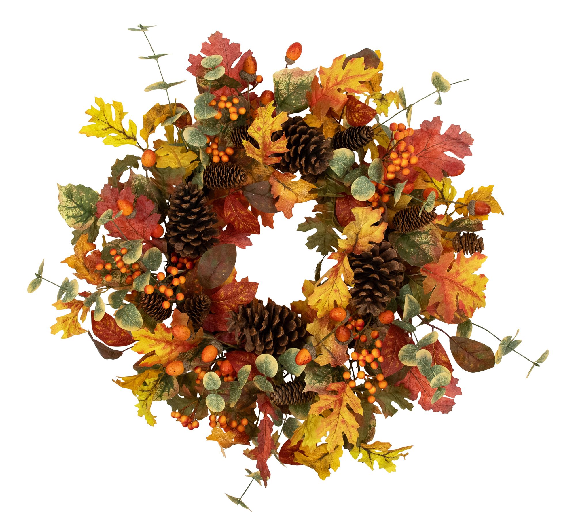 Northlight Berries and Pinecones Harvest Wreath 26" Unlit