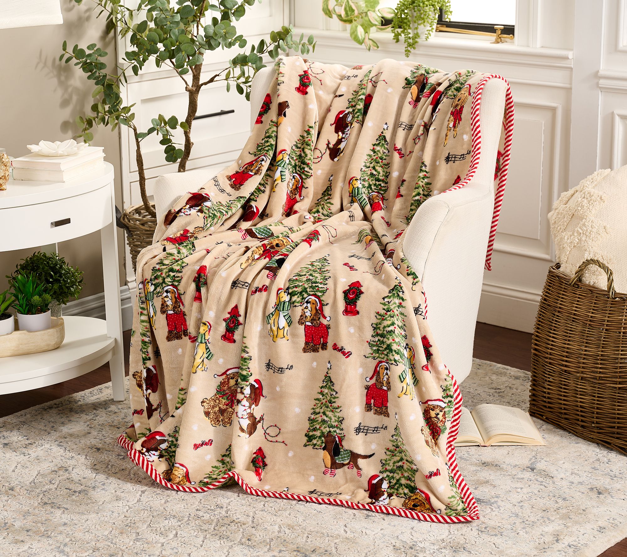 "As Is" Kringle Express 60x80 Holiday Printed Throw with Border