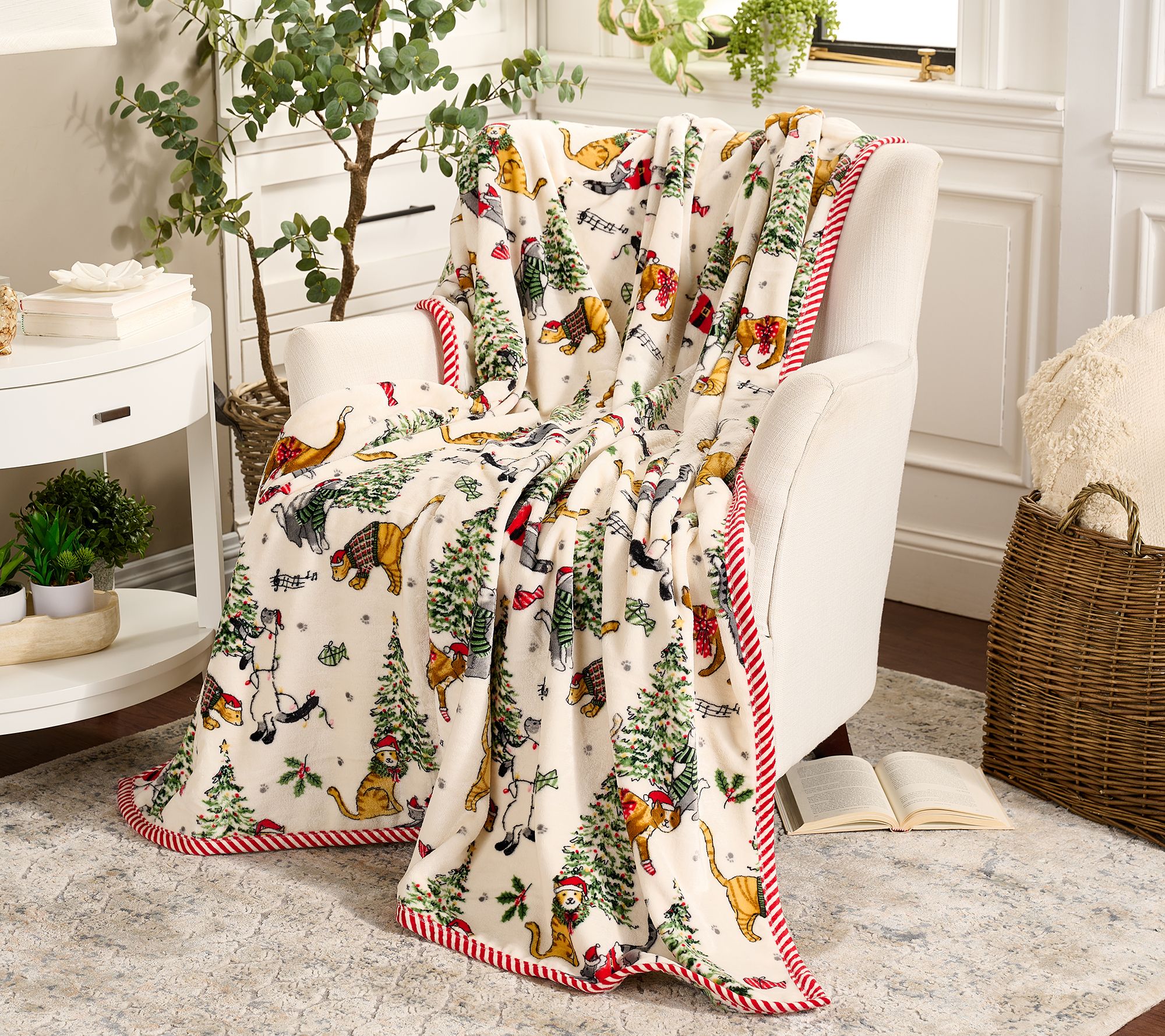 "As Is" Kringle Express 60x80 Holiday Printed Throw with Border