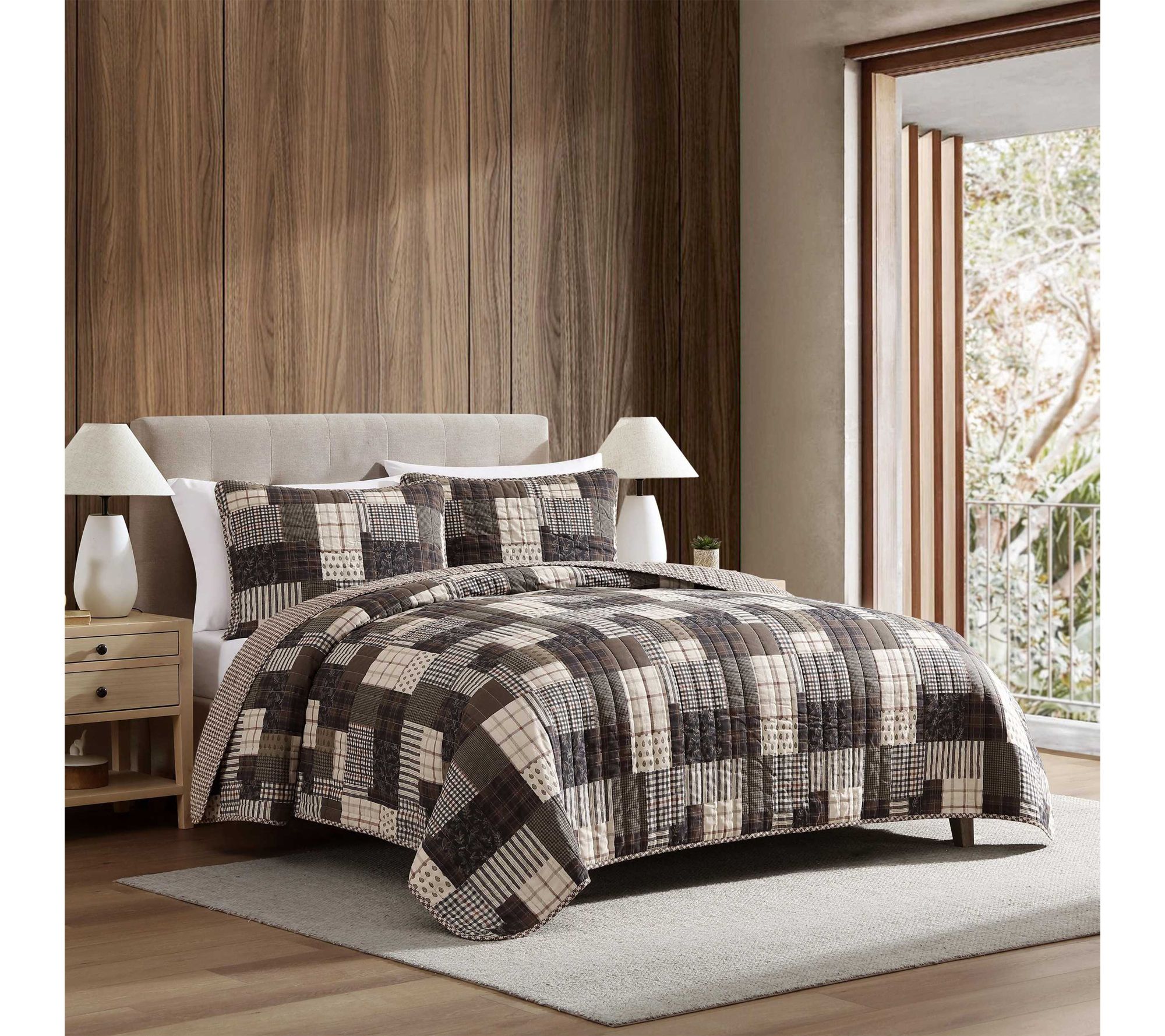 Eddie Bauer Antique Brown Cotton Twin Quilt Set