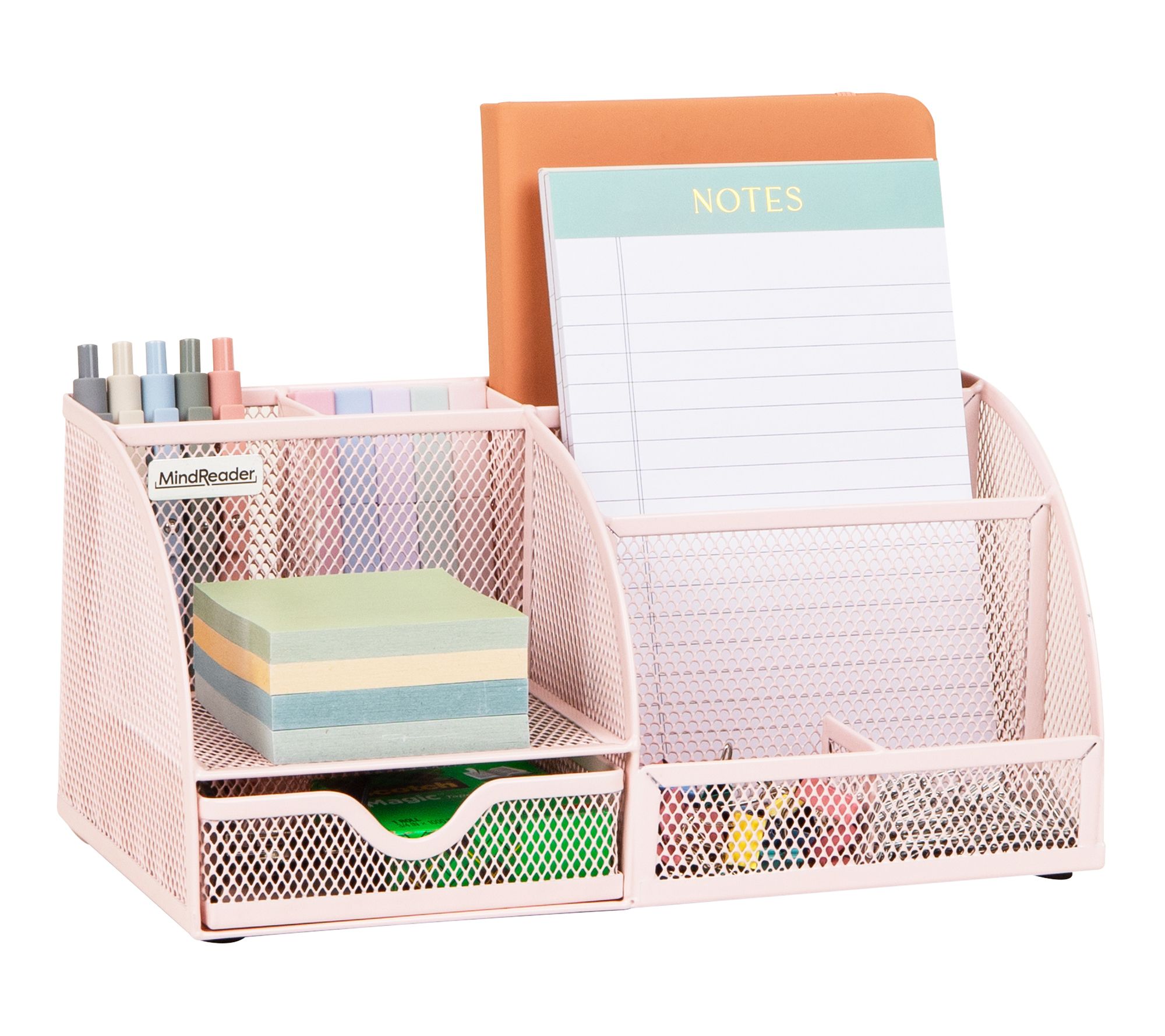 Mind Reader 7-Compartment Desktop Organizer, Pi nk